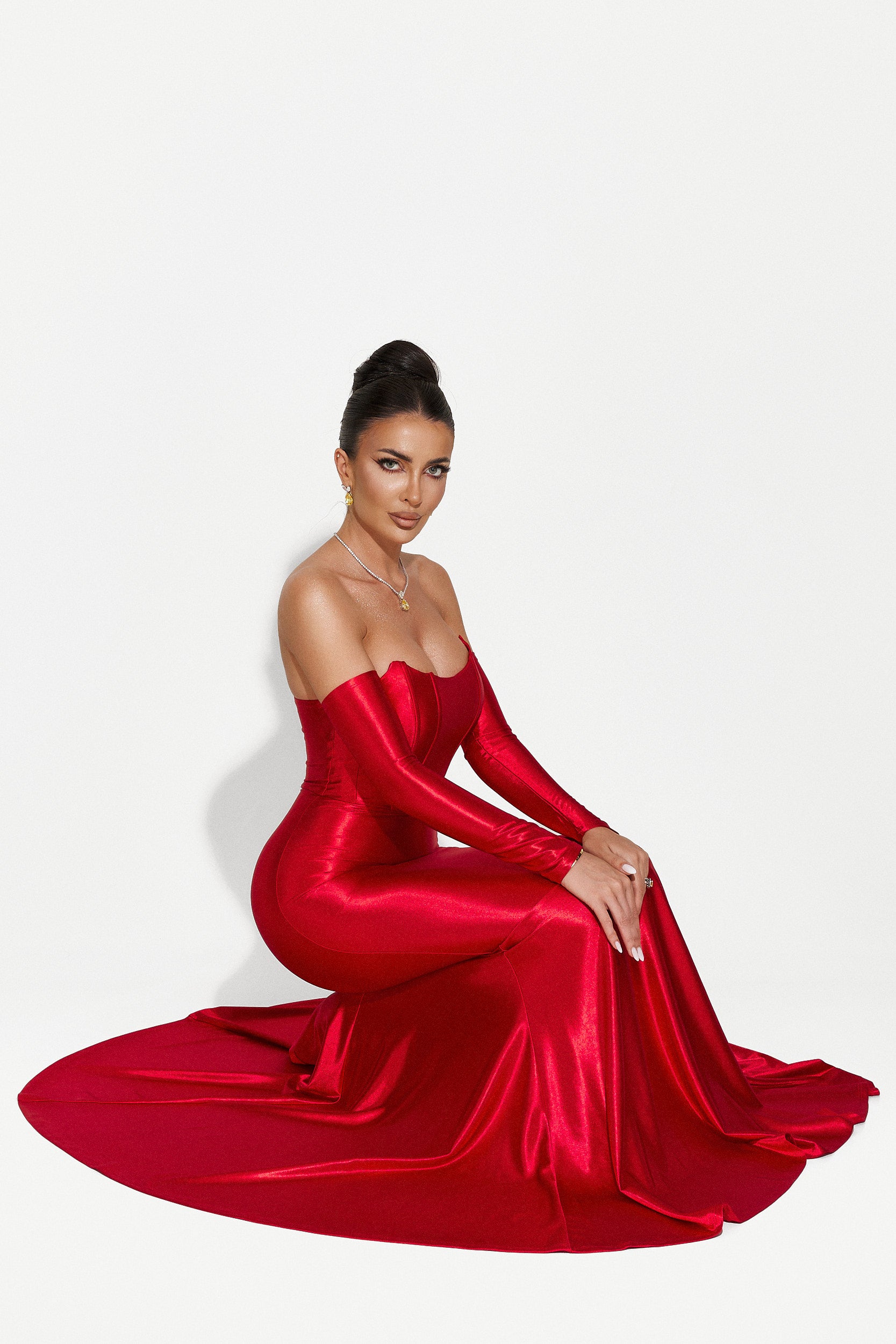 Long red women's dress Malonia Bogas