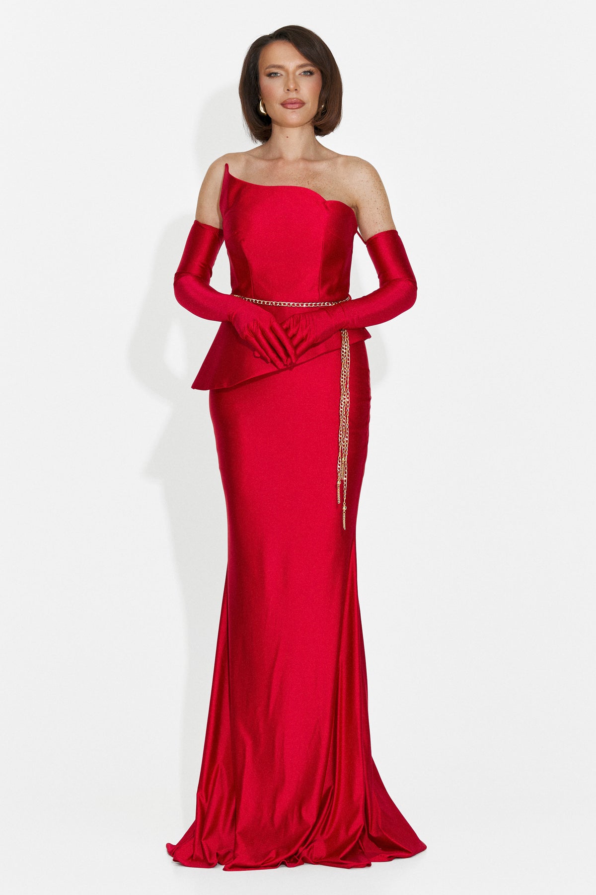 Rochie dama lunga rosie Merle Bogas, imaginea 5 din 8