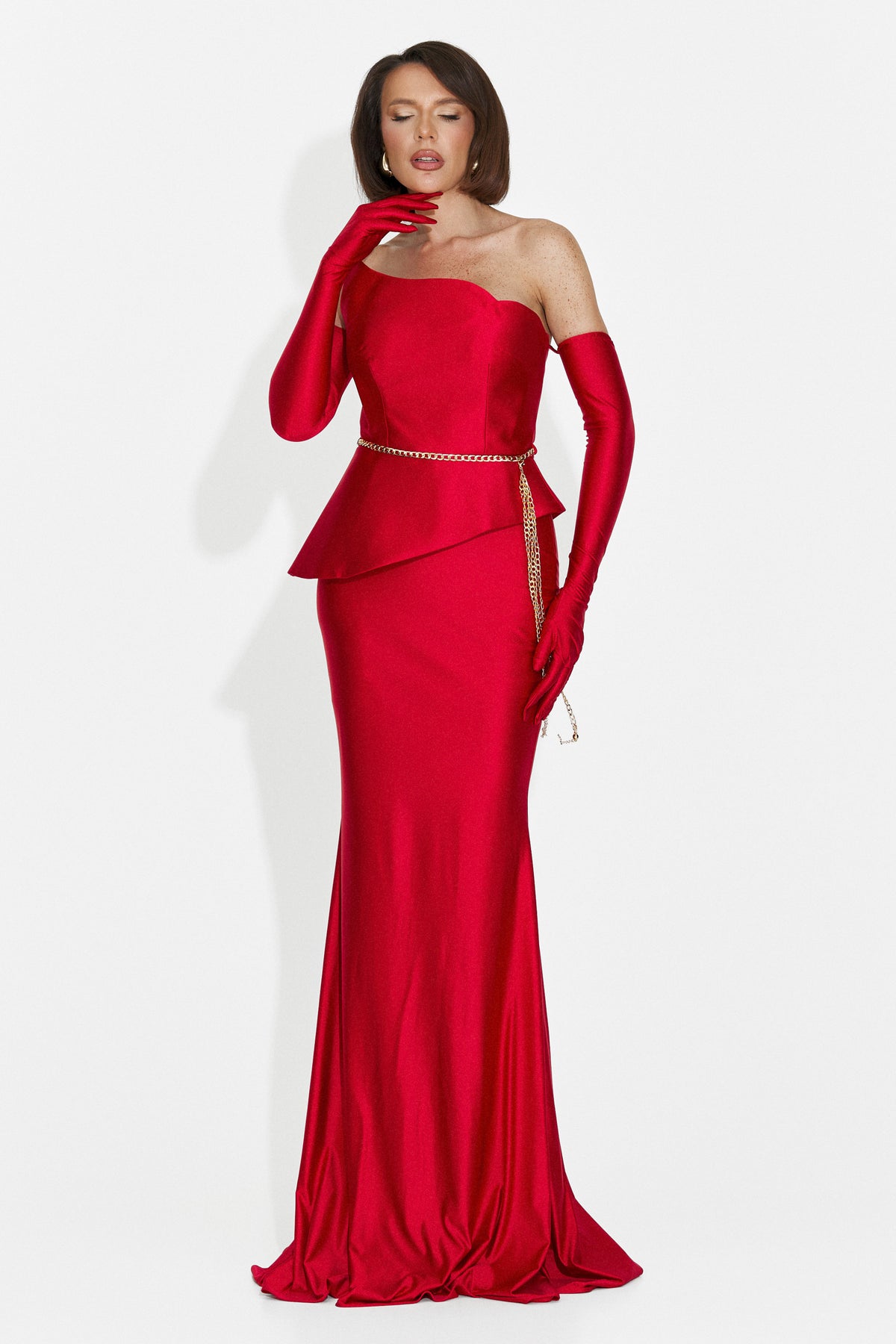 Rochie dama lunga rosie Merle Bogas, imaginea 6 din 8