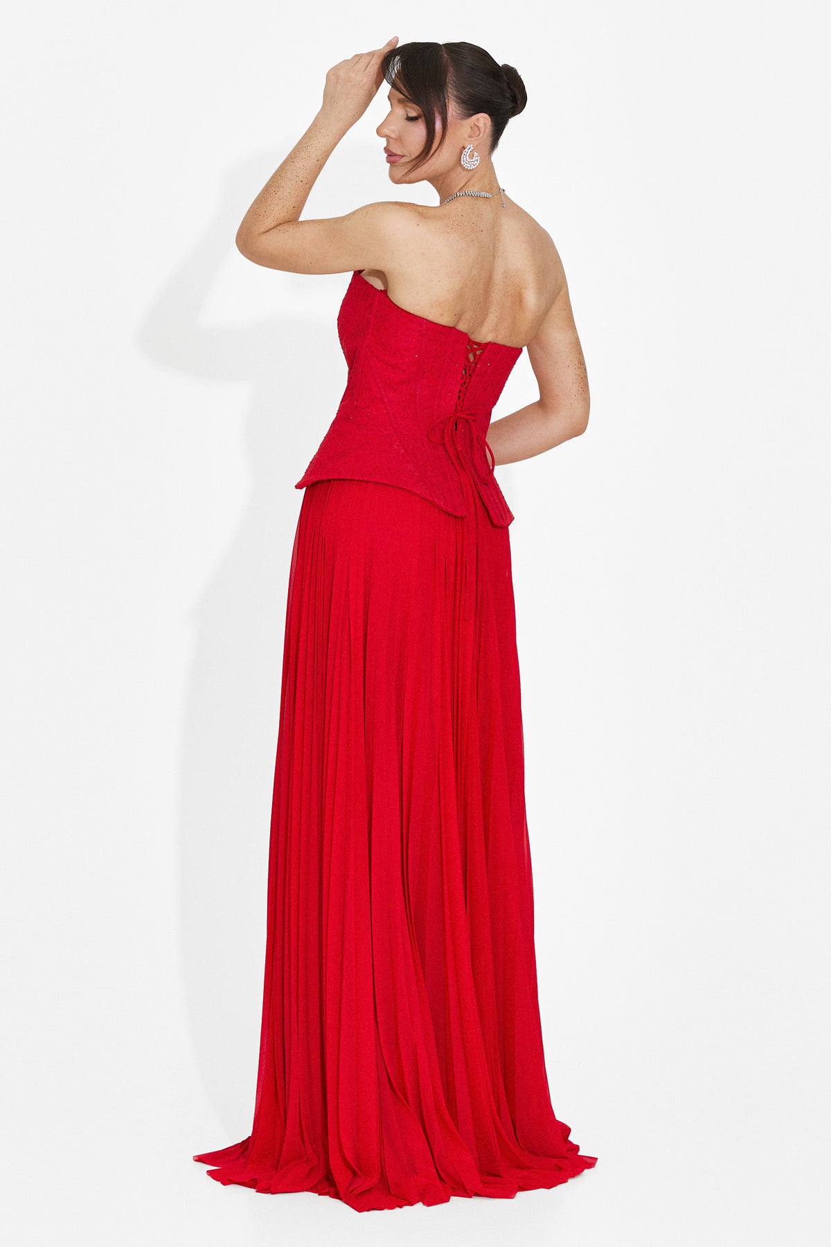 Rochie dama lunga rosie Mivea Bogas, imaginea 2 din 8