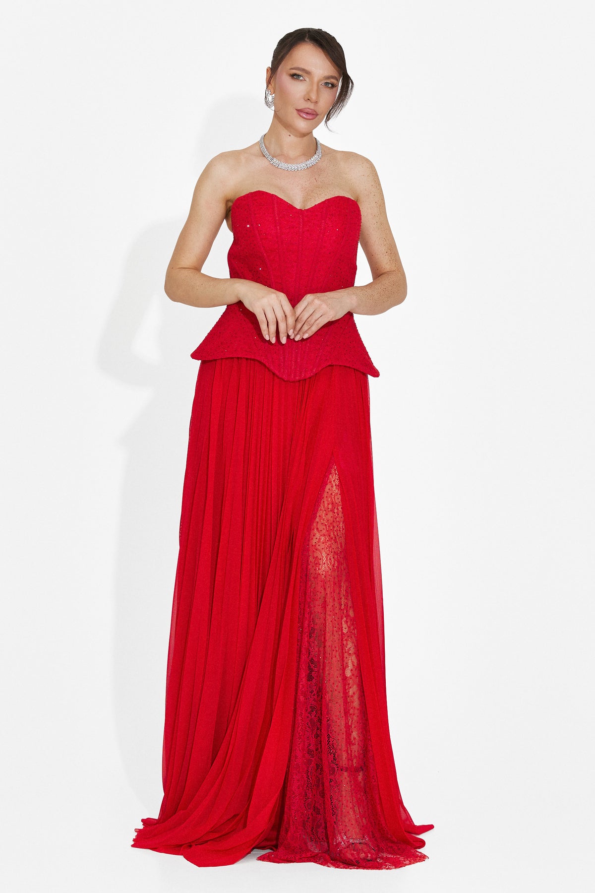 Rochie dama lunga rosie Mivea Bogas, imaginea 1 din 8