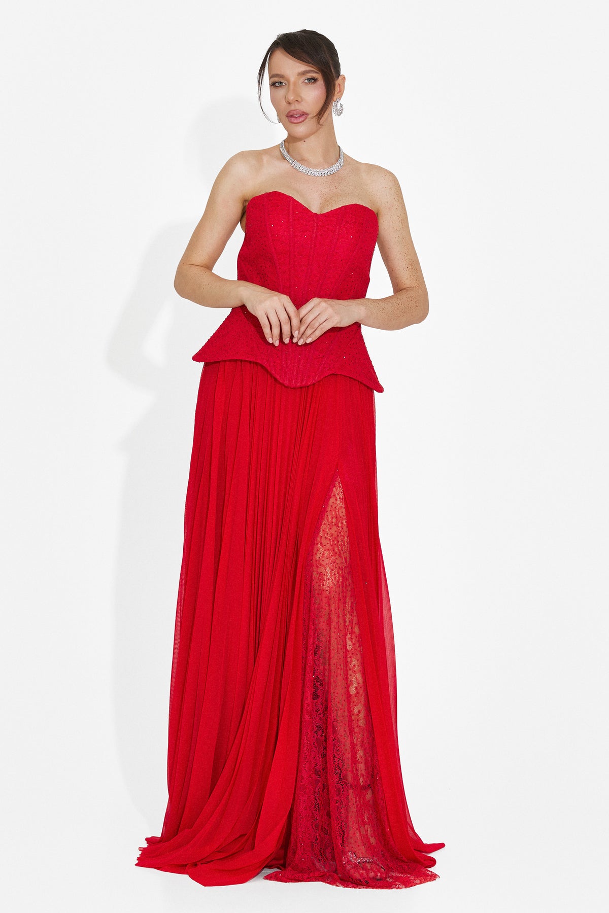Rochie dama lunga rosie Mivea Bogas, imaginea 5 din 8
