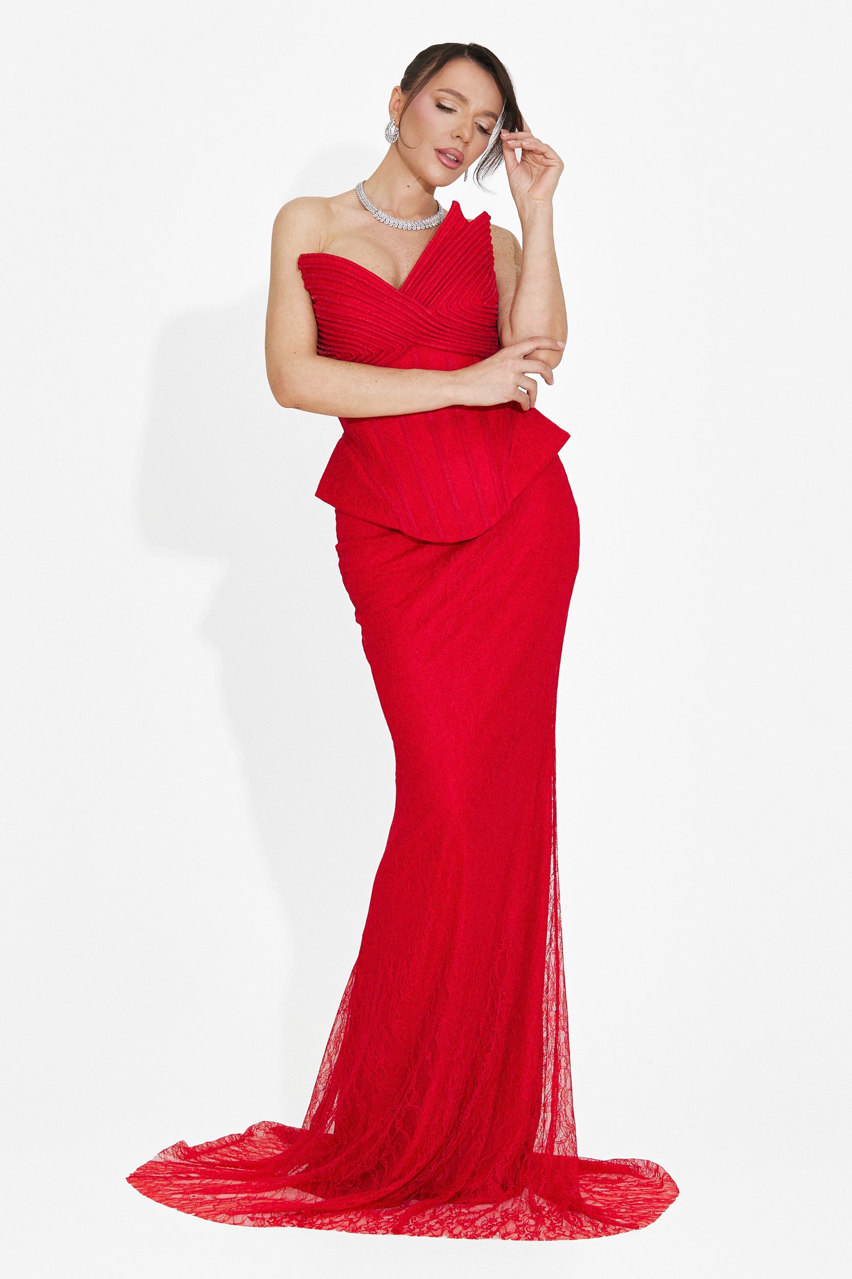 Rochie dama lunga rosie Nabashia Bogas