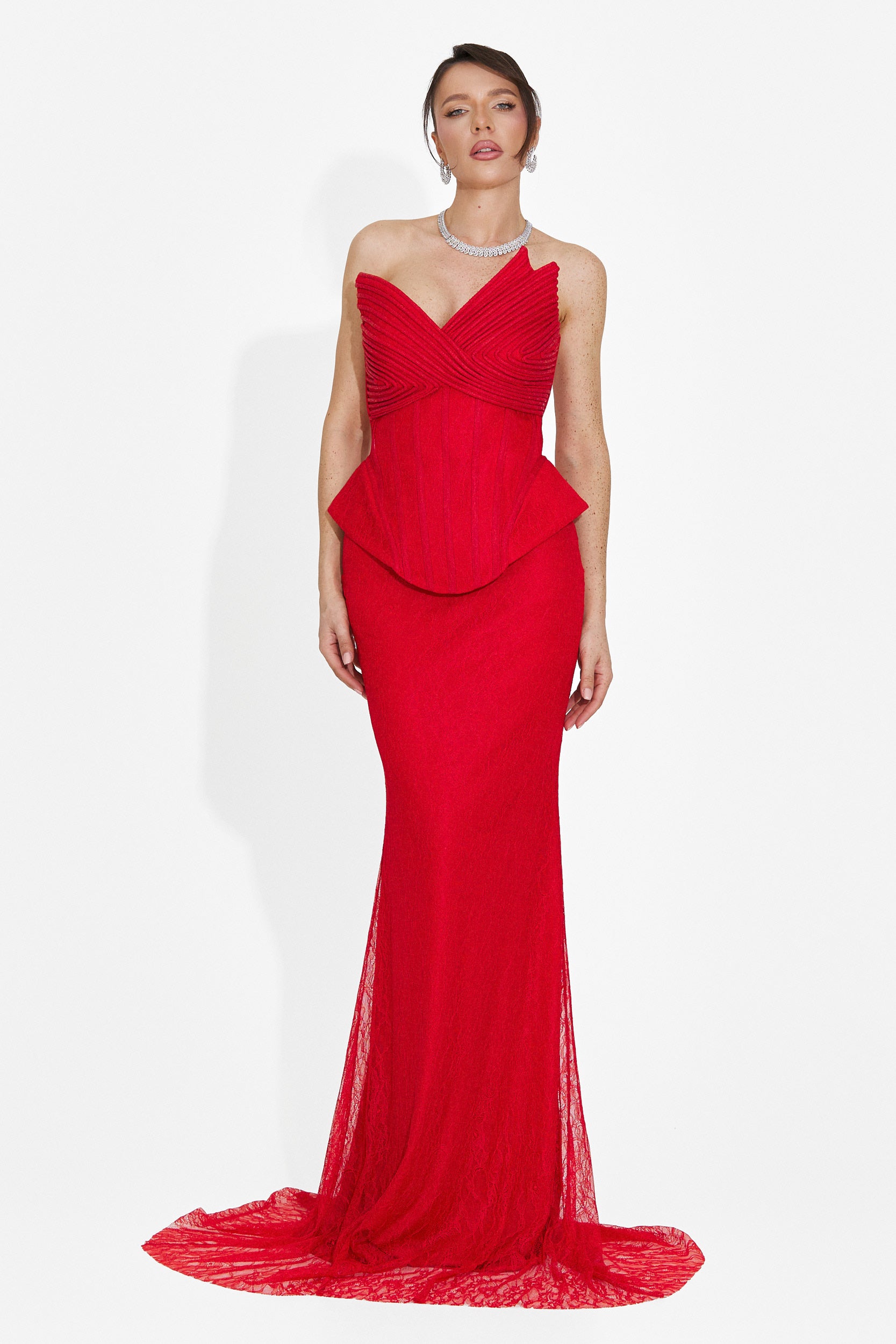 Rochie dama lunga rosie Nabashia Bogas