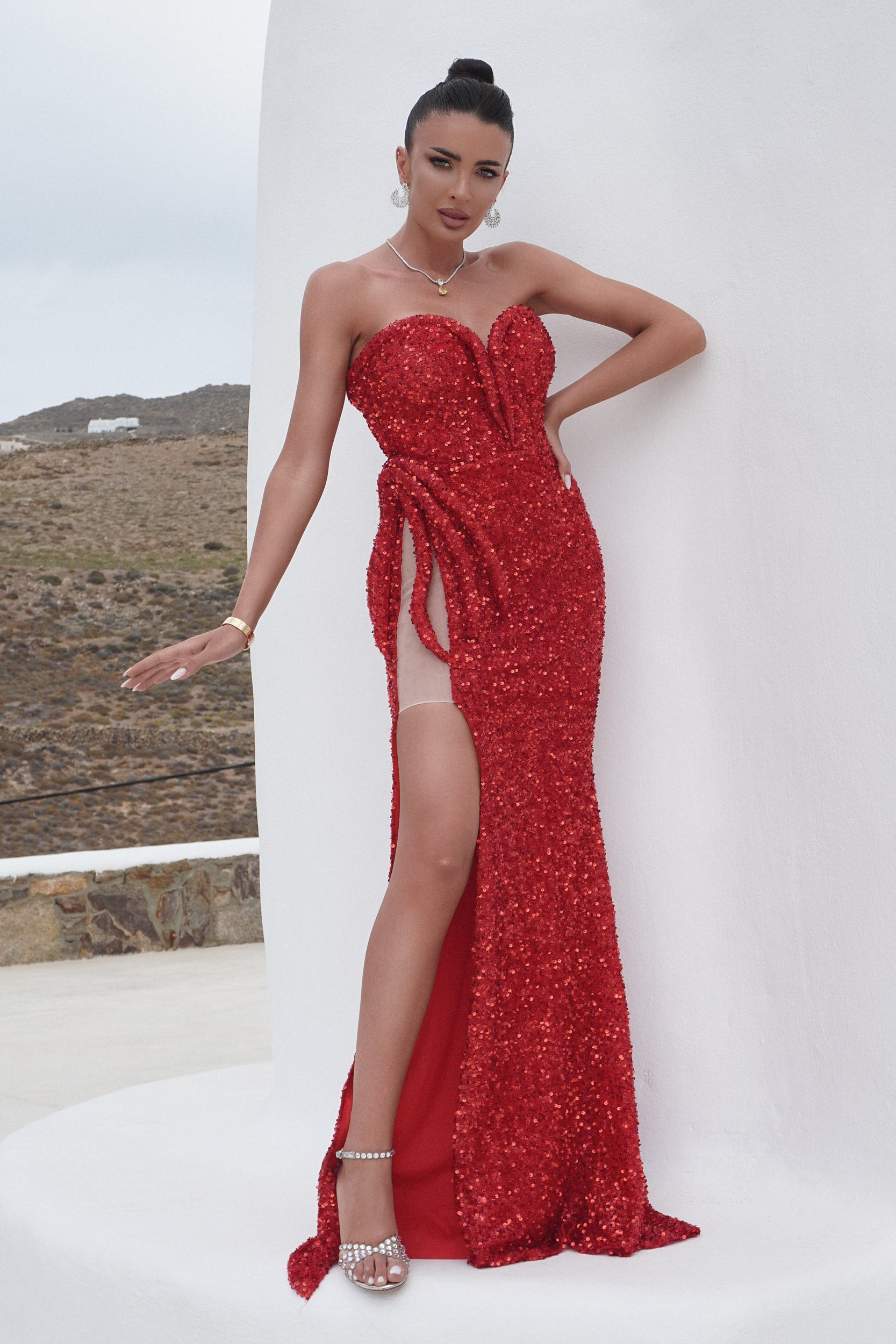Long red dress for women Romera Bogas