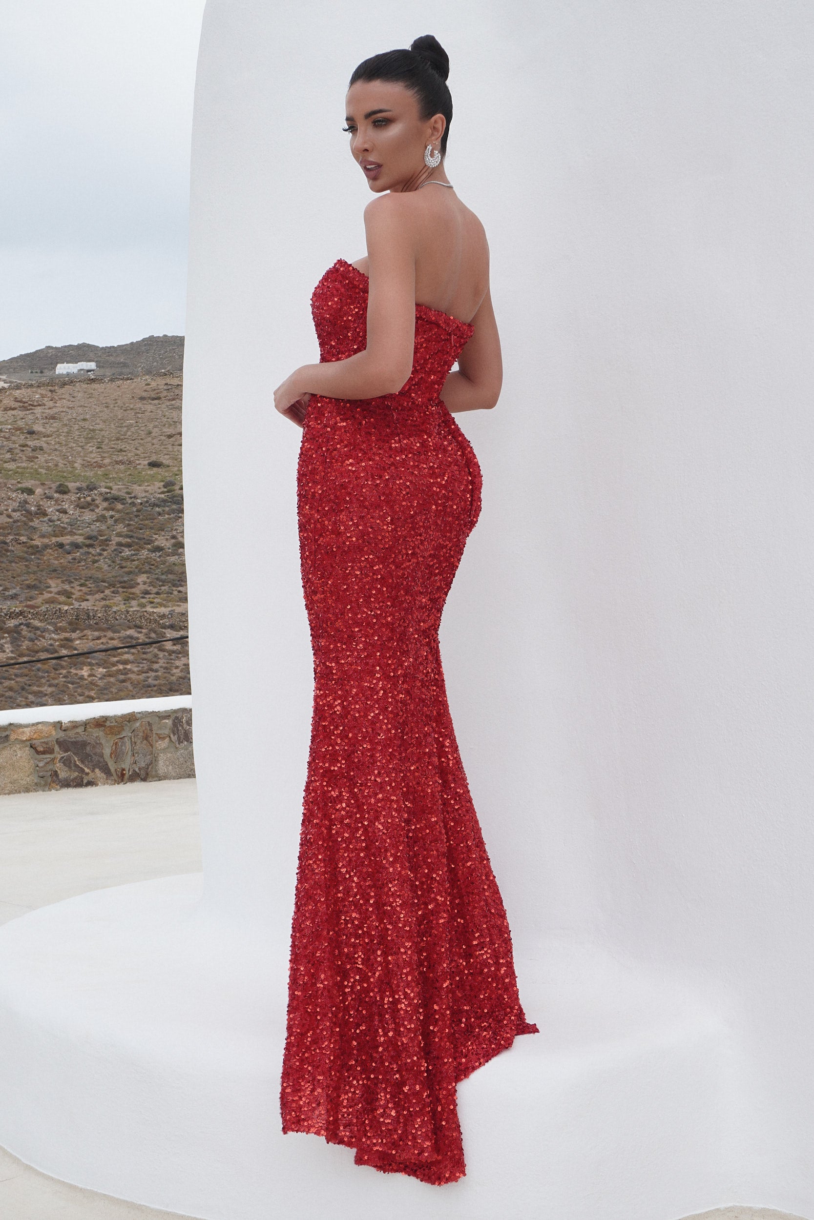 Rochie dama lunga rosie Romera Bogas