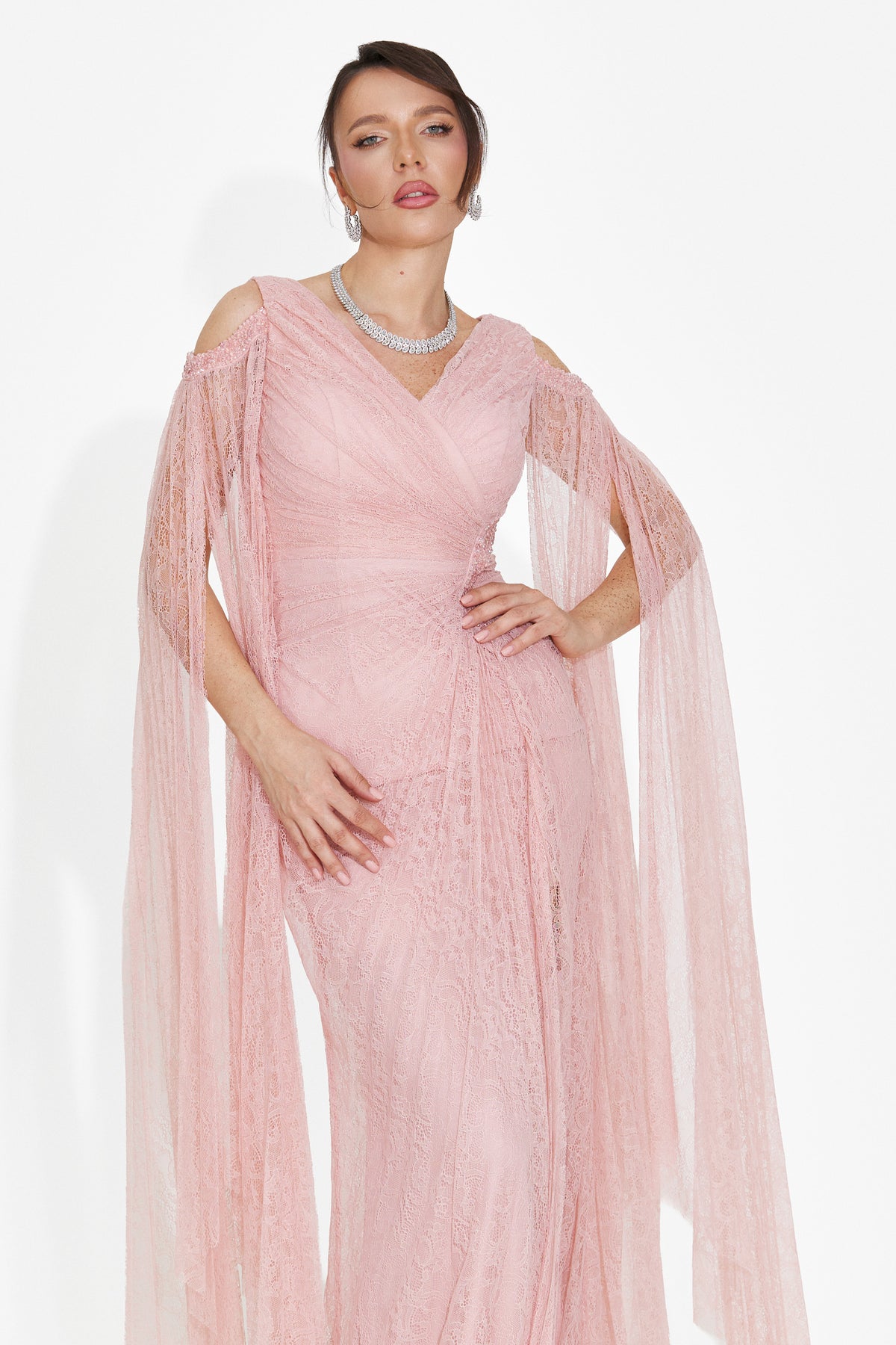 Rochie dama lunga roz Dionesia Bogas, imaginea 6 din 9