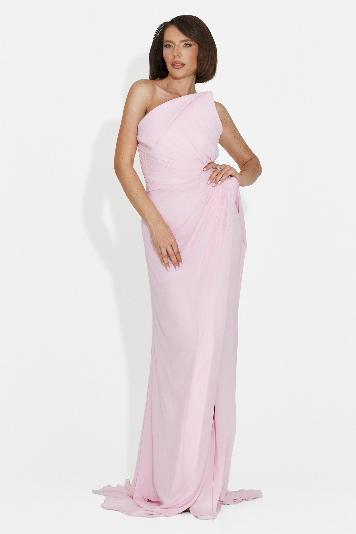 Rochie dama lunga roz Felina Bogas, imaginea 1 din 8