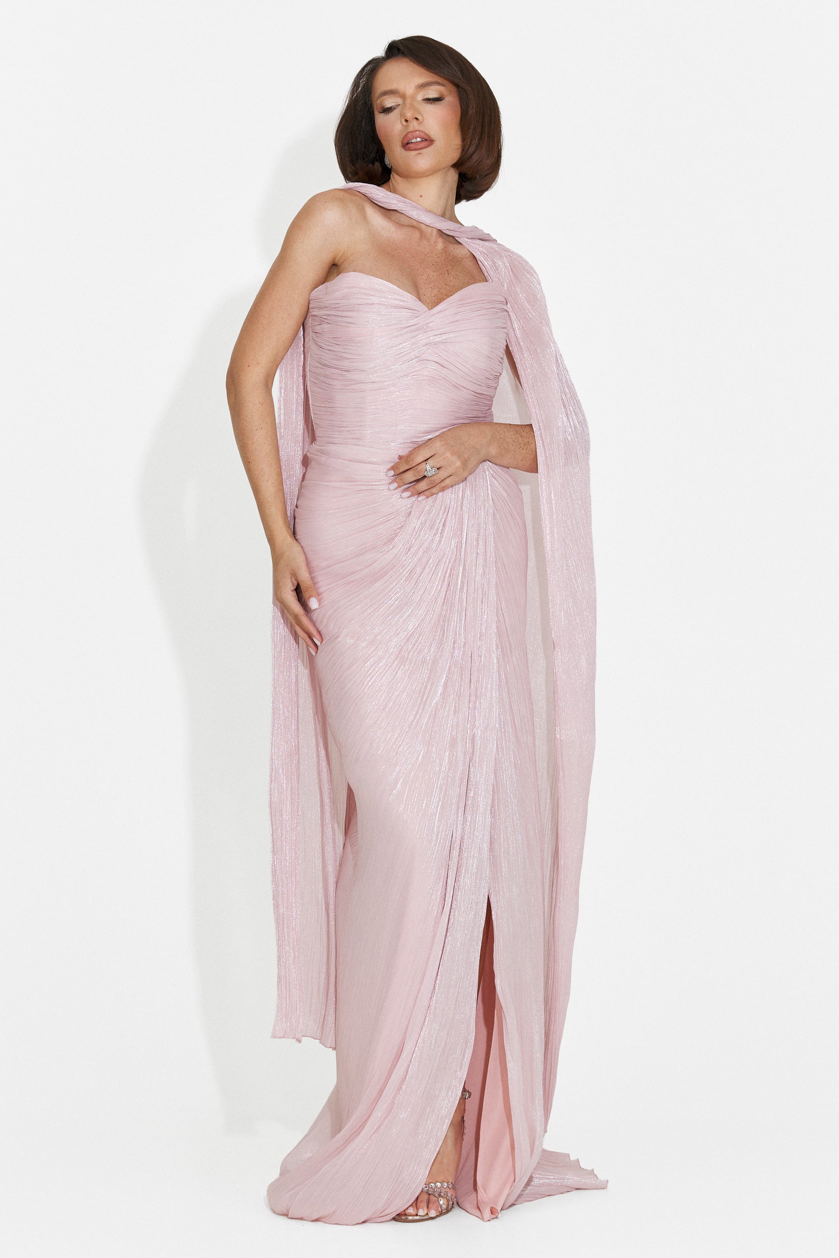 Rochie dama lunga roz Greta Bogas