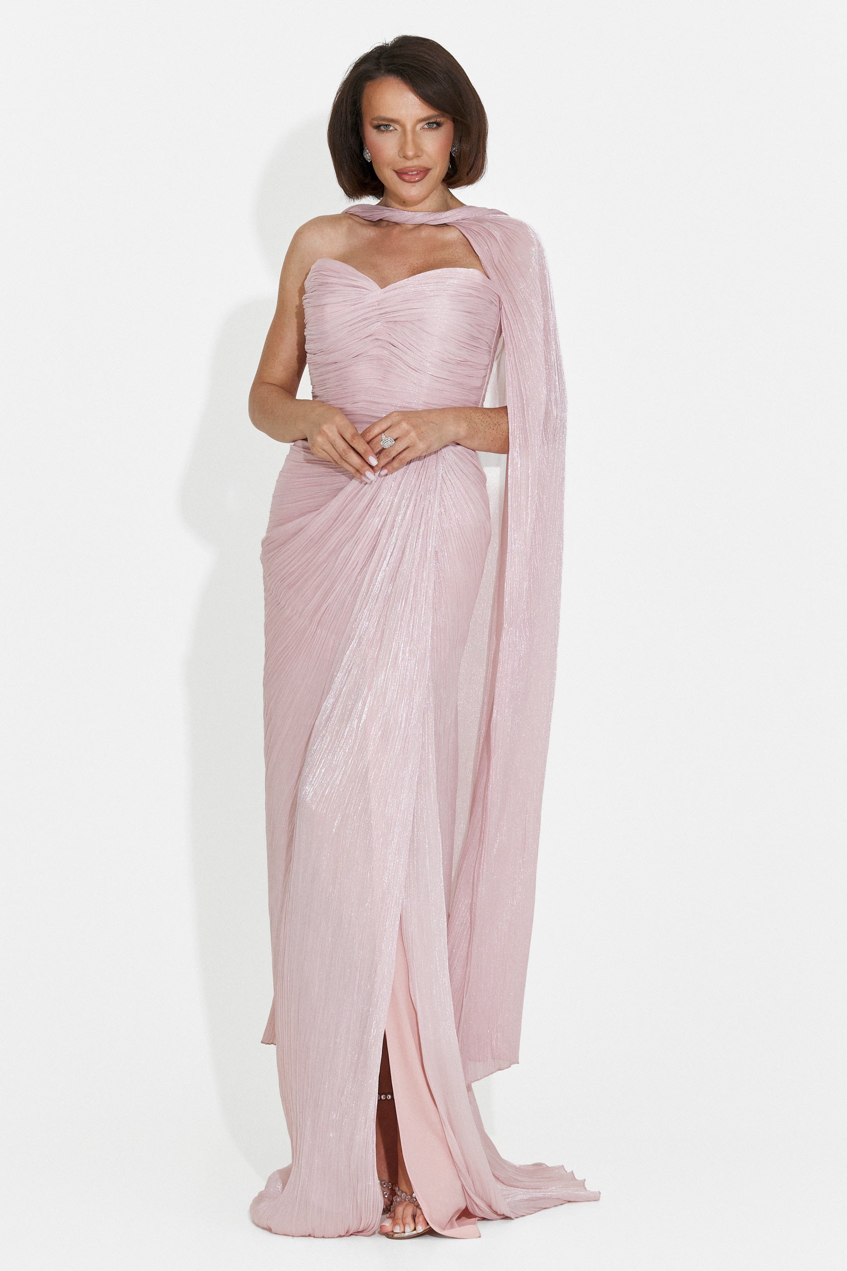 Rochie dama lunga roz Greta Bogas