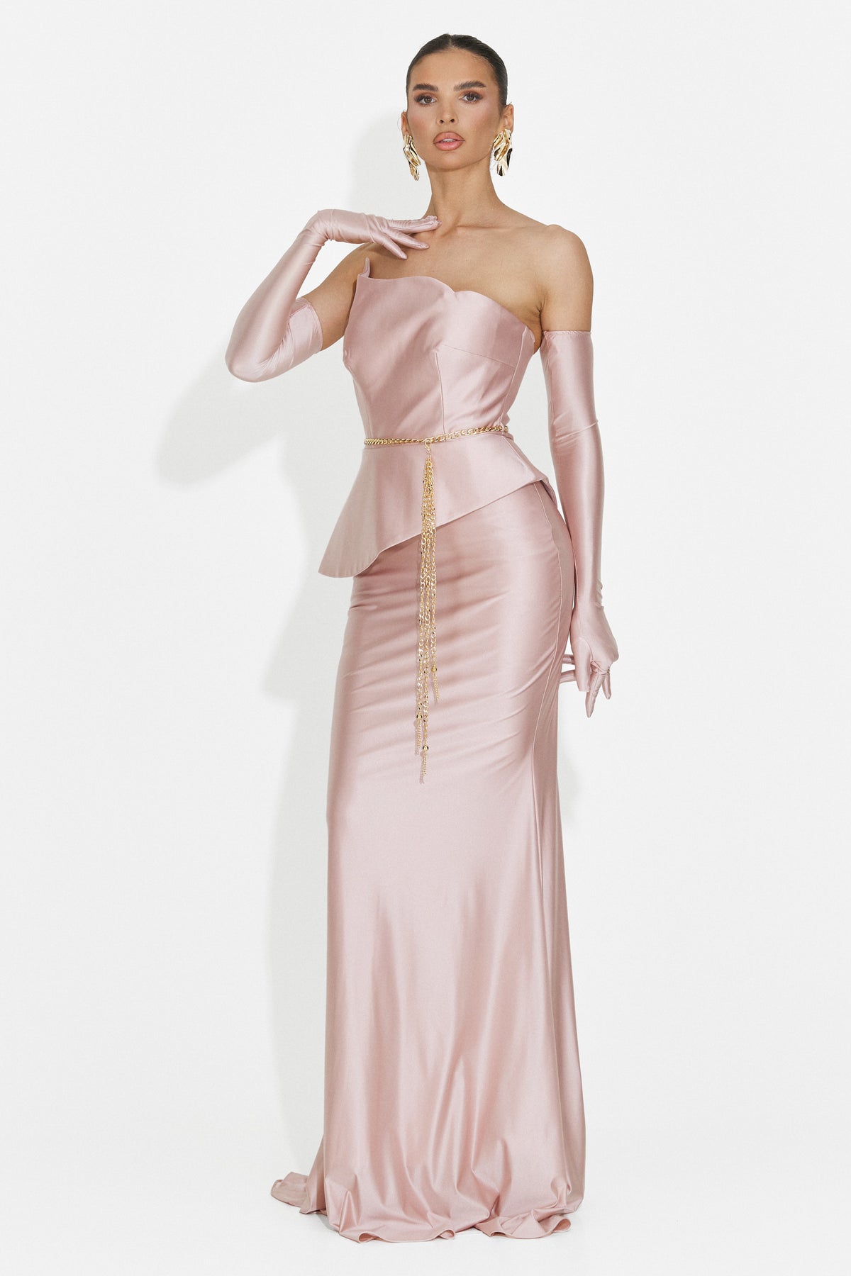 Rochie dama lunga roz Merle Bogas, imaginea 7 din 7