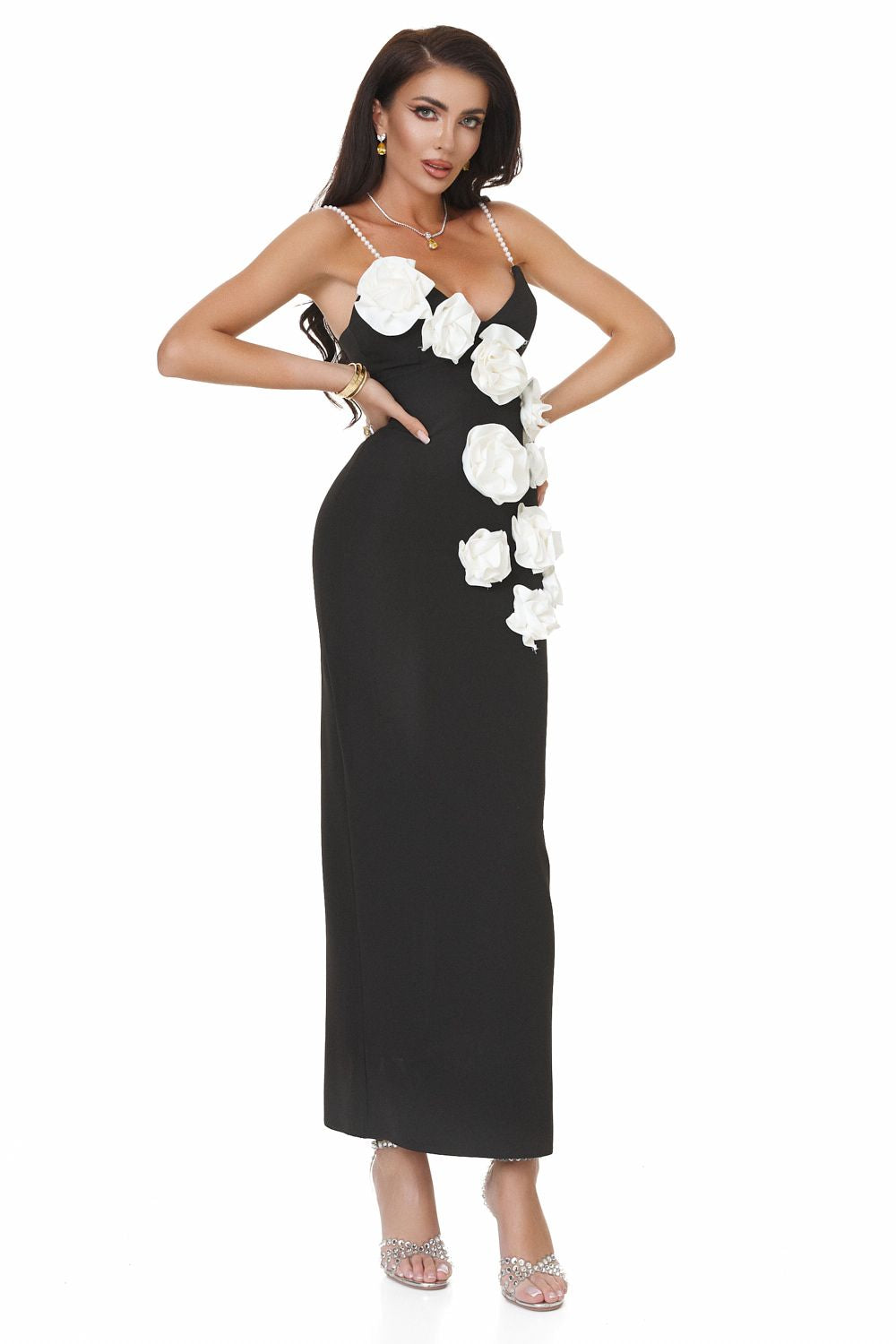 Rochie dama lunga stofa neagra Denisel Bogas