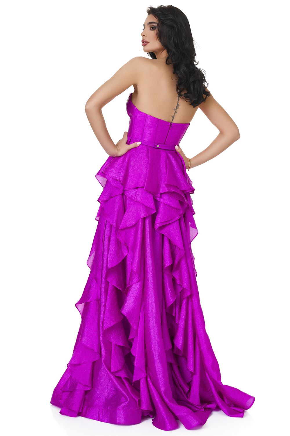 Ladies' long fuchsia taffeta dress Gyana Bogas