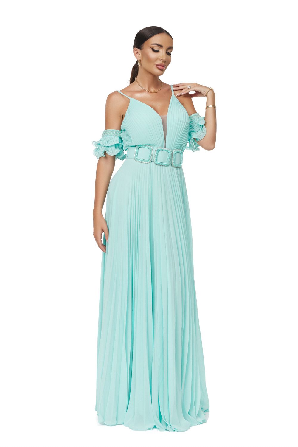 Turquoise lady long dress Eremy Bogas