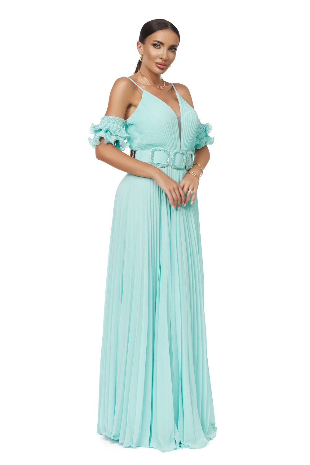 Turquoise lady long dress Eremy Bogas