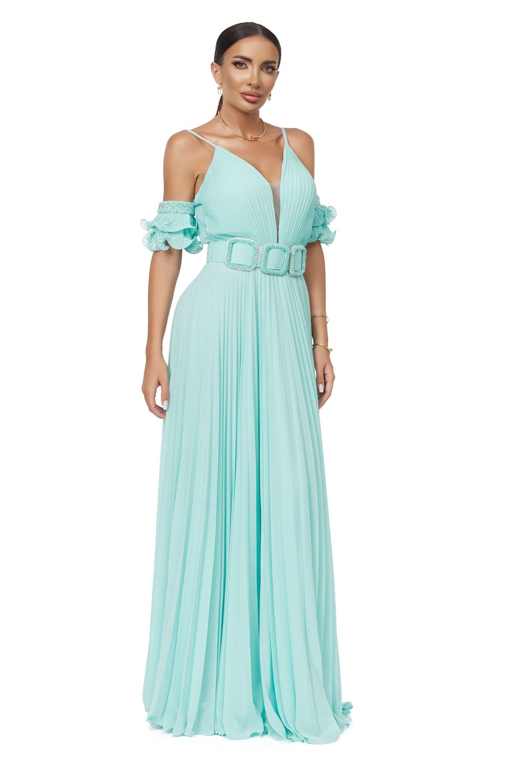 Turquoise lady long dress Eremy Bogas