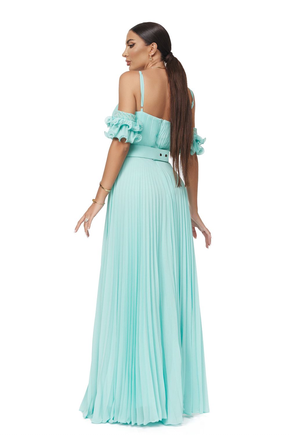 Turquoise lady long dress Eremy Bogas