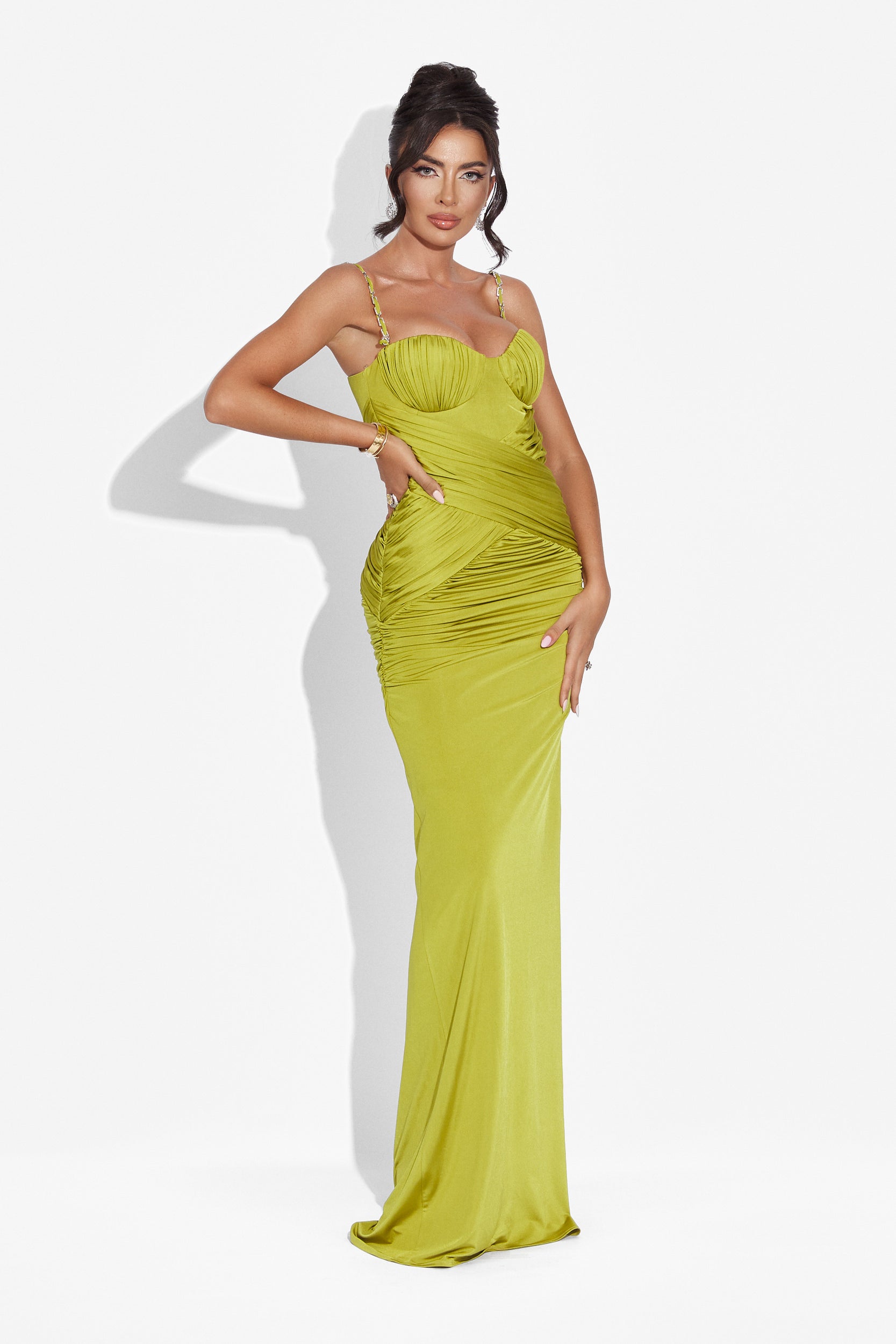 Rochie dama lunga verde Anika Bogas