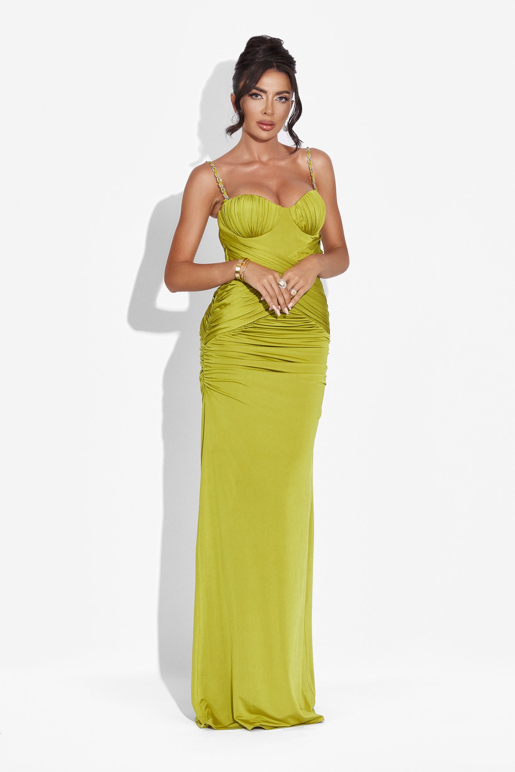 Rochie dama lunga verde Anika Bogas