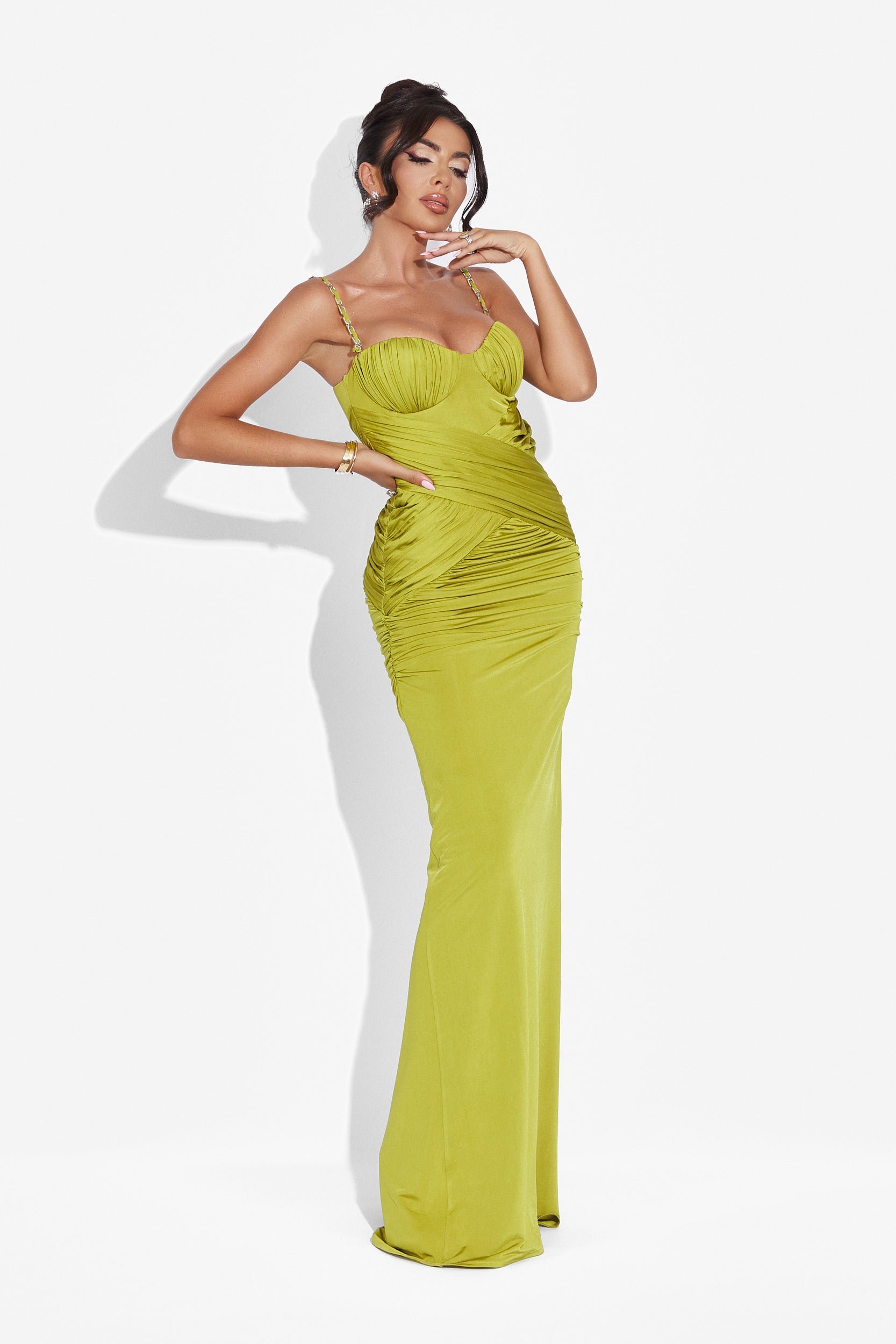 Rochie dama lunga verde Anika Bogas