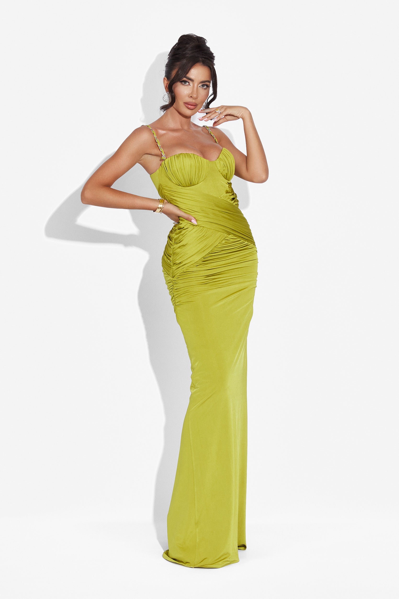 Rochie dama lunga verde Anika Bogas