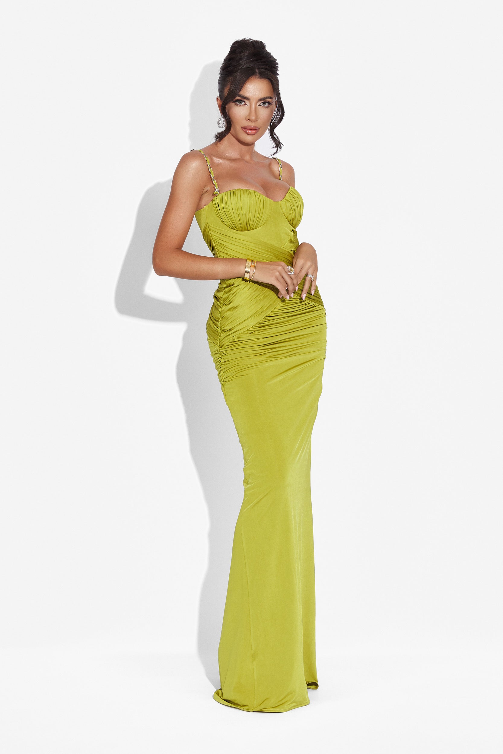 Rochie dama lunga verde Anika Bogas