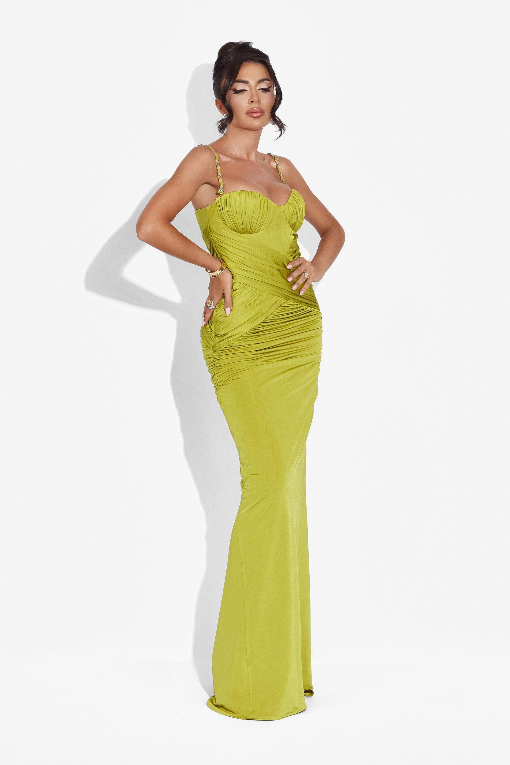 Rochie dama lunga verde Anika Bogas