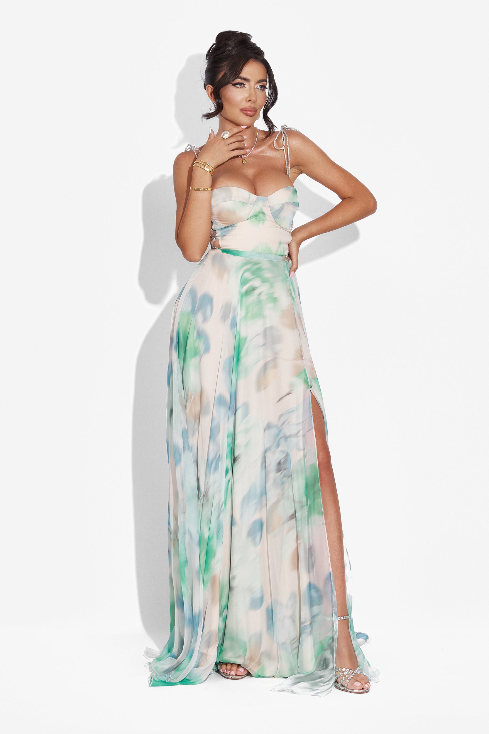 Rochie dama lunga verde Galizana Bogas