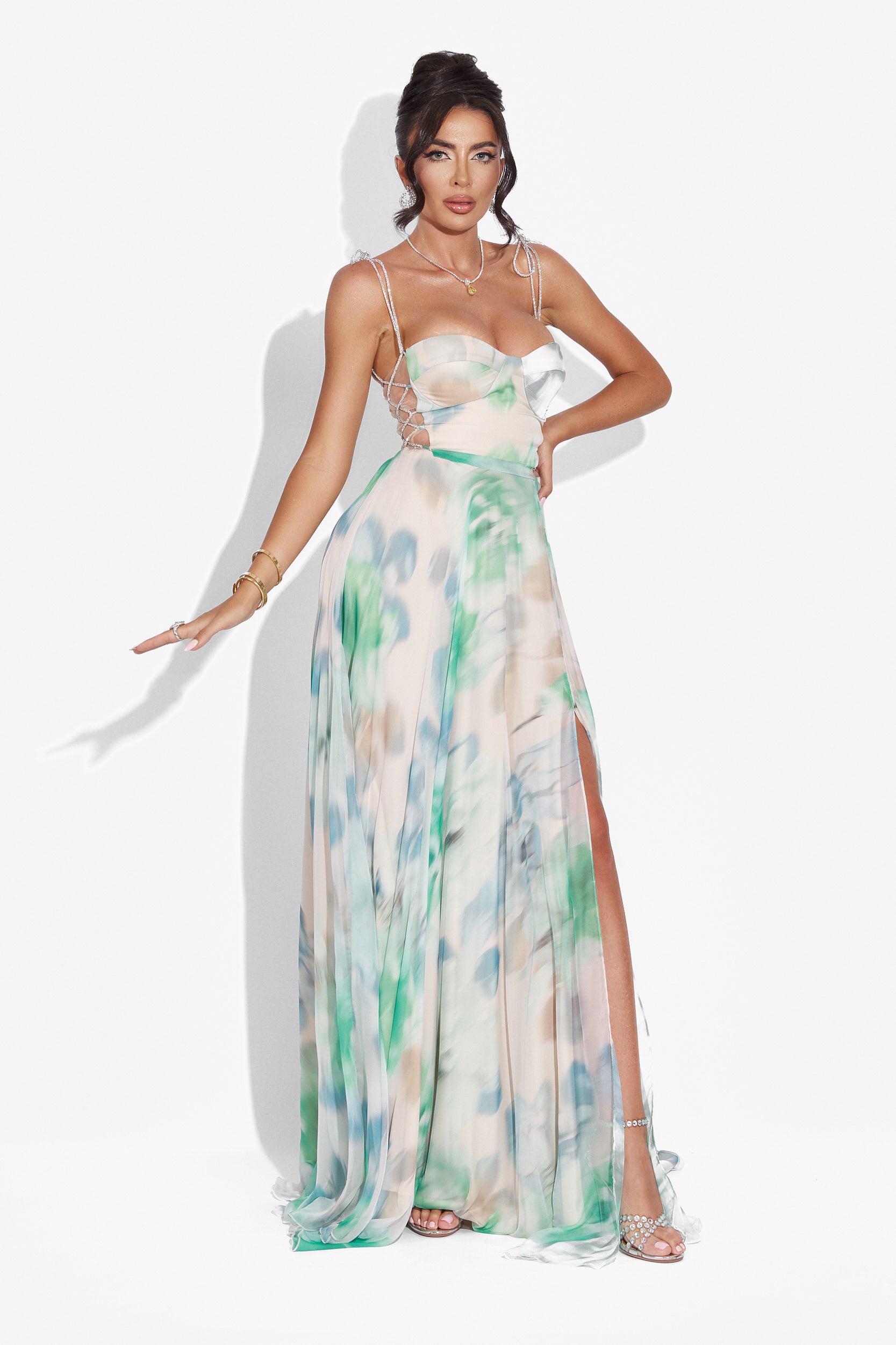 Rochie dama lunga verde Galizana Bogas