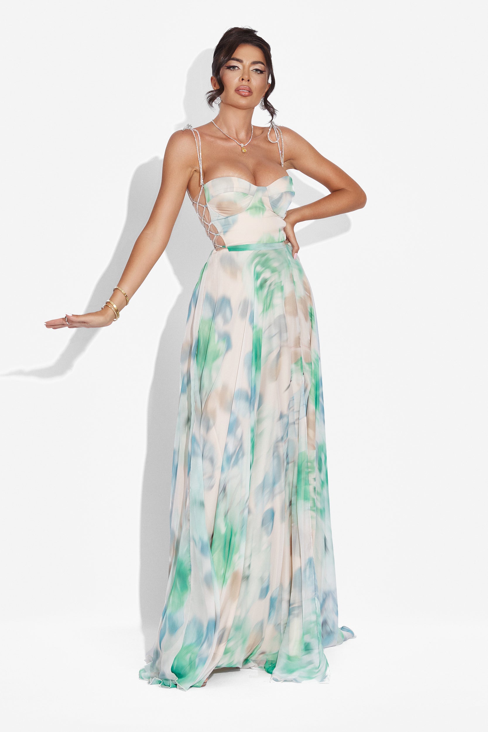 Rochie dama lunga verde Galizana Bogas