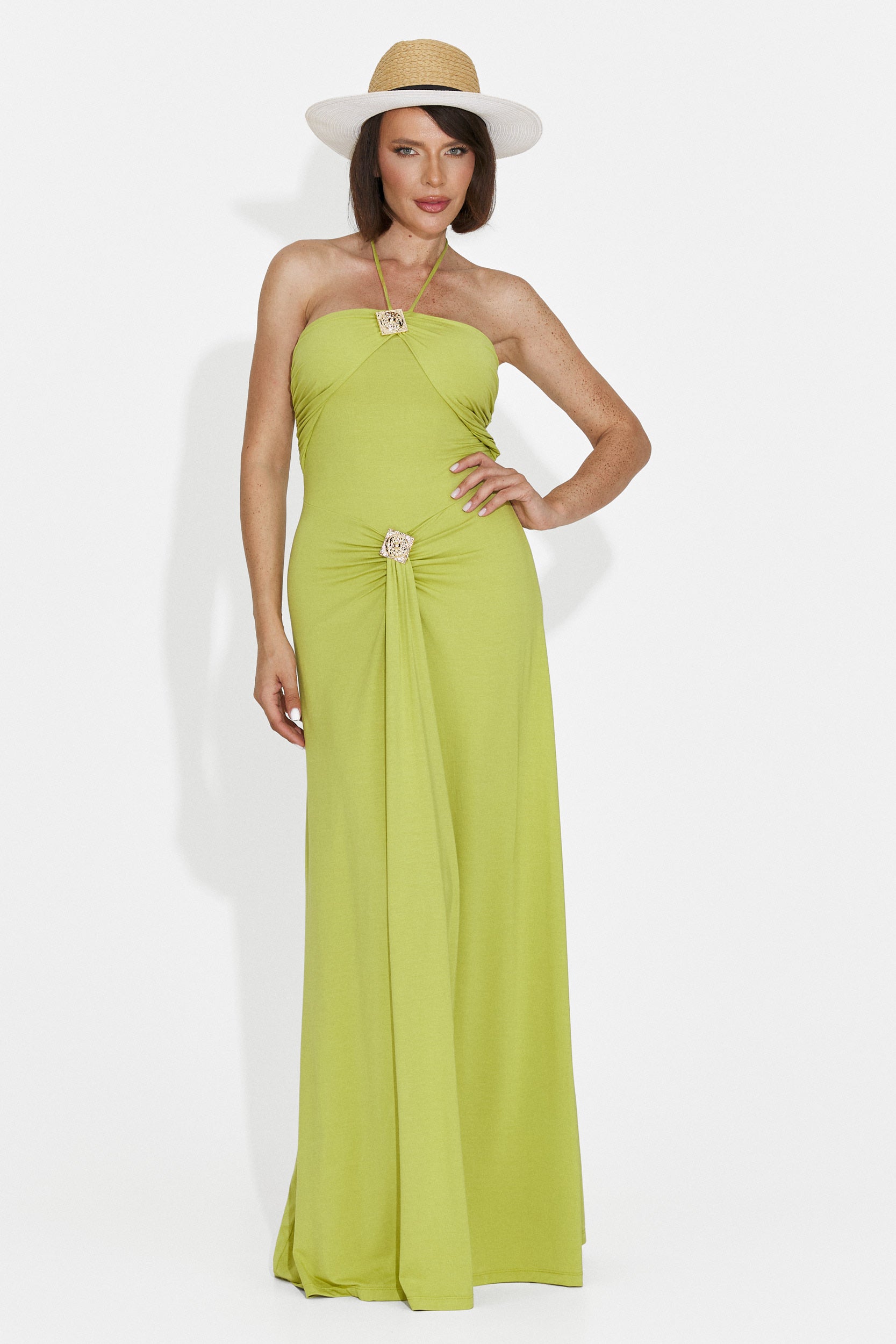 Rochie dama lunga verde Helene Bogas