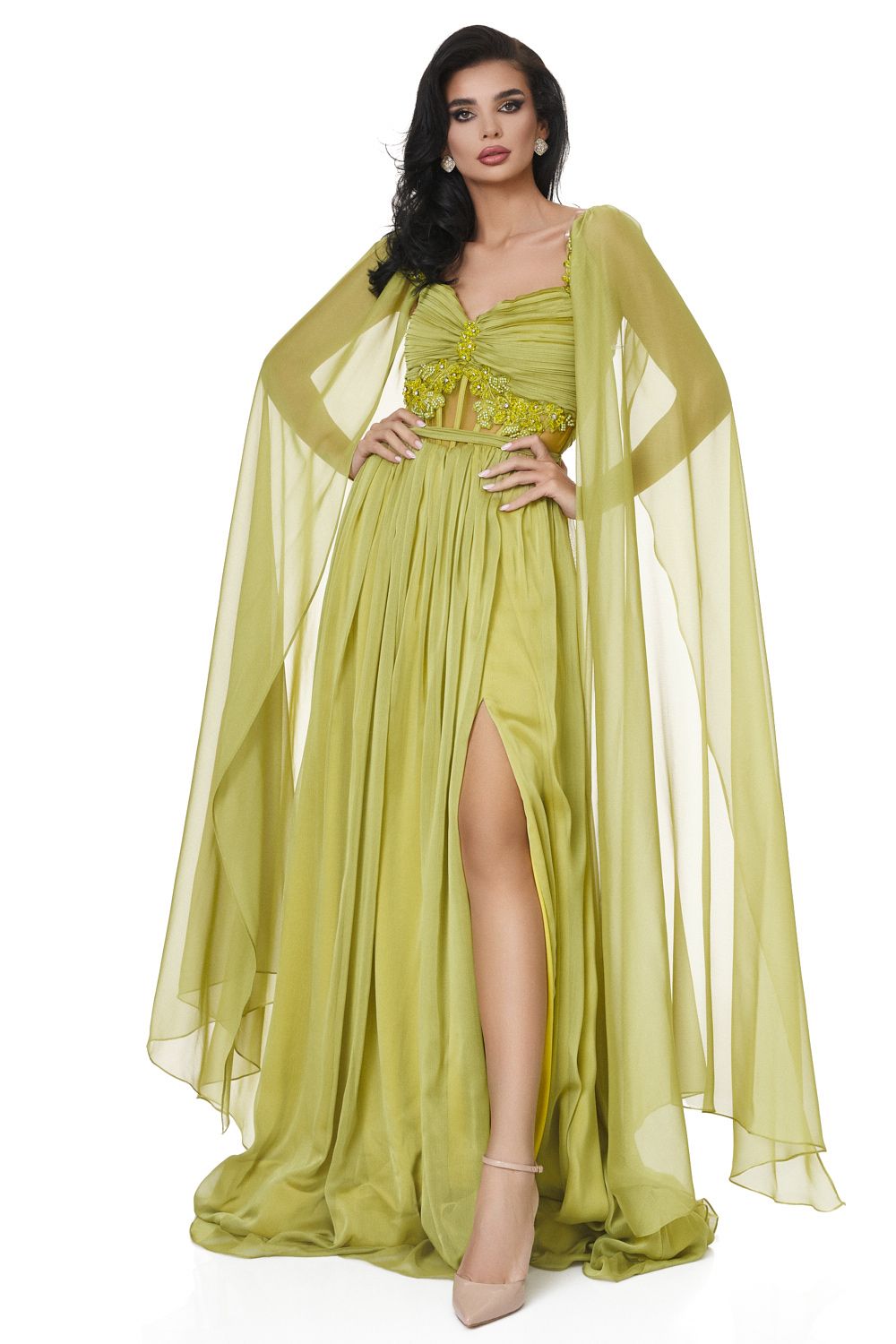 Manasita Bogas green long dress for ladies