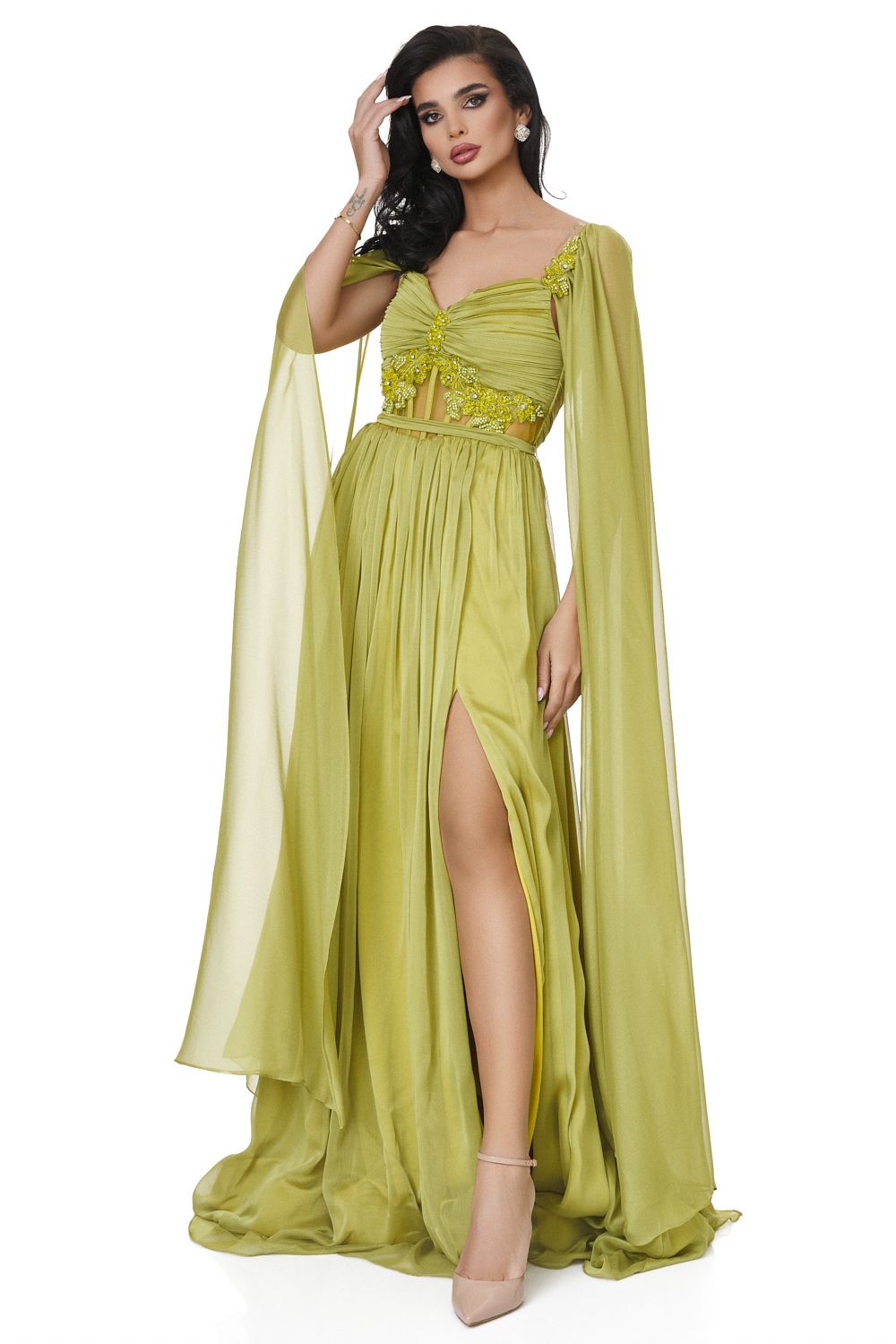 Manasita Bogas green long dress for ladies