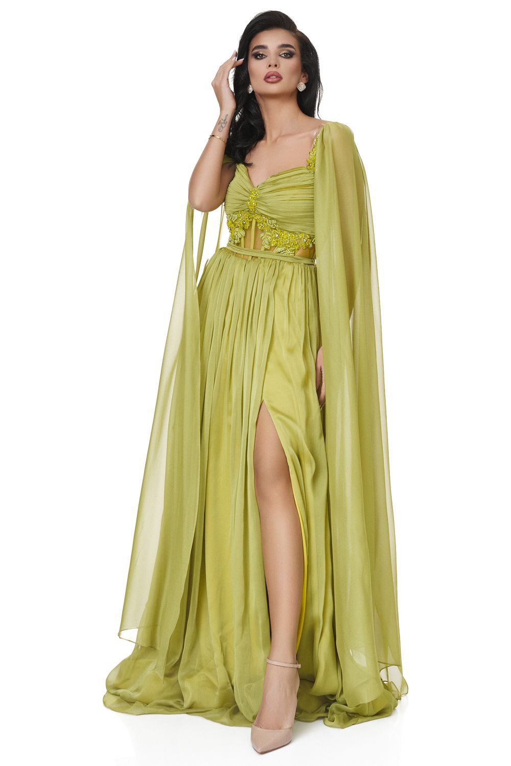 Manasita Bogas green long dress for ladies