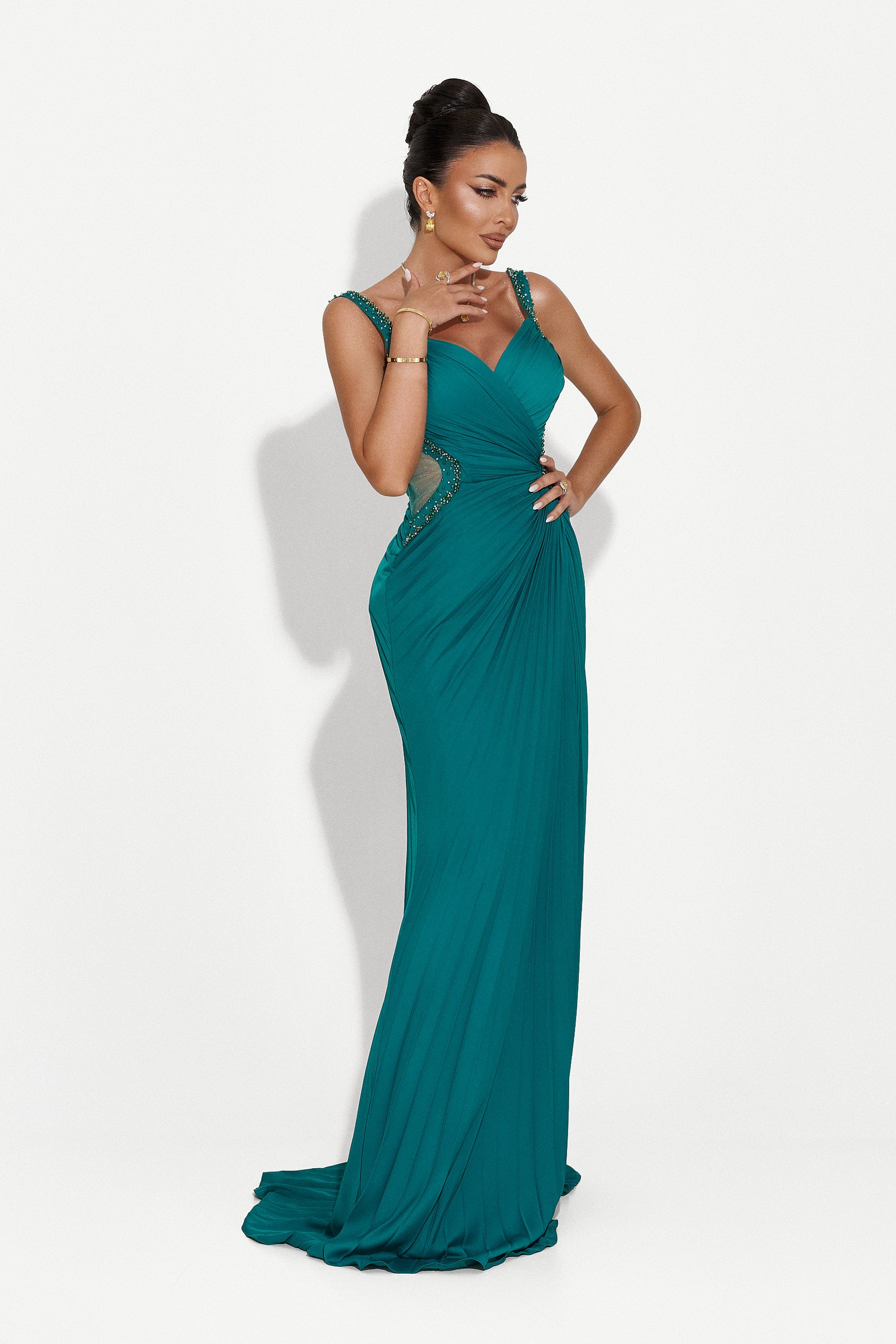 Rochie dama lunga verde Variana Bogas