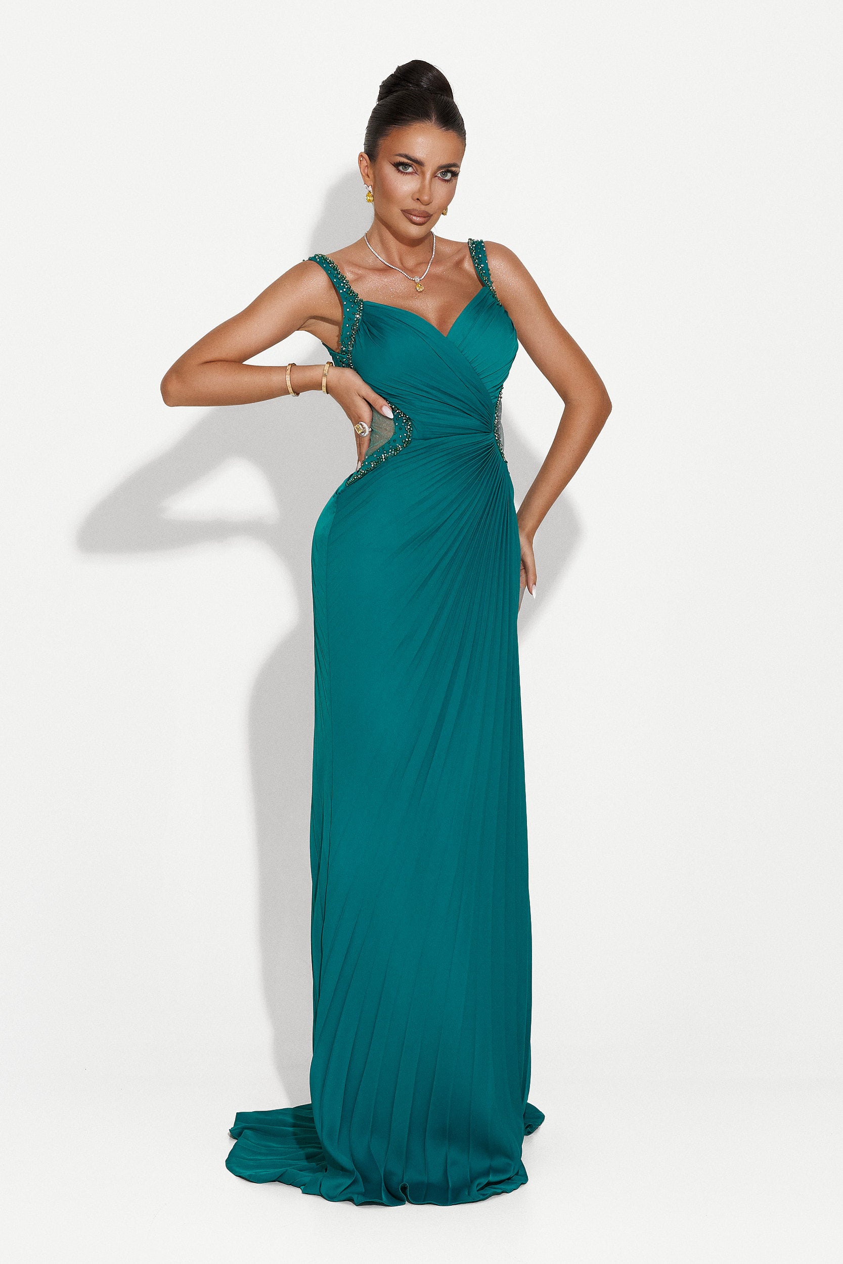 Rochie dama lunga verde Variana Bogas