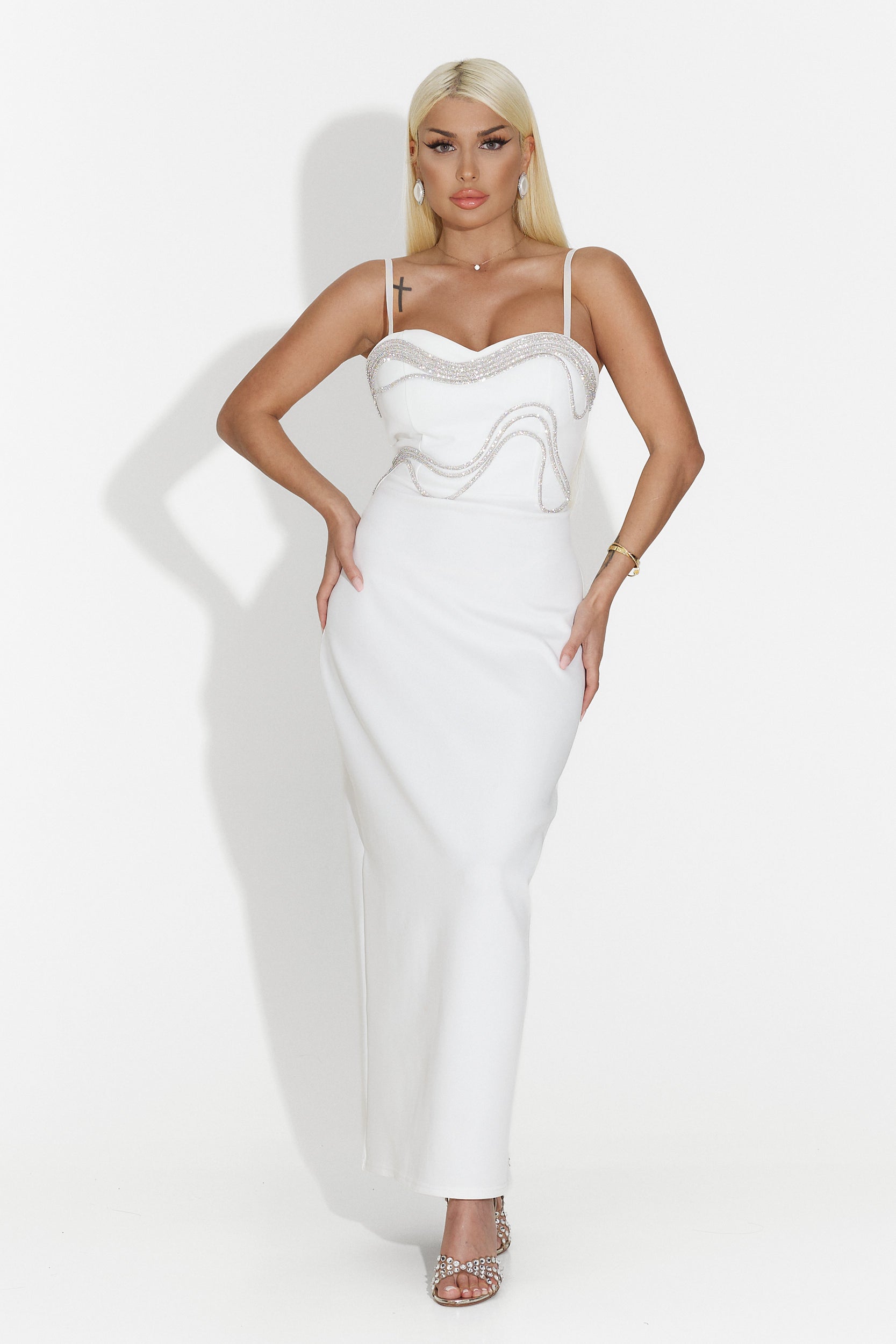 Rochie dama medie alba Regale Bogas