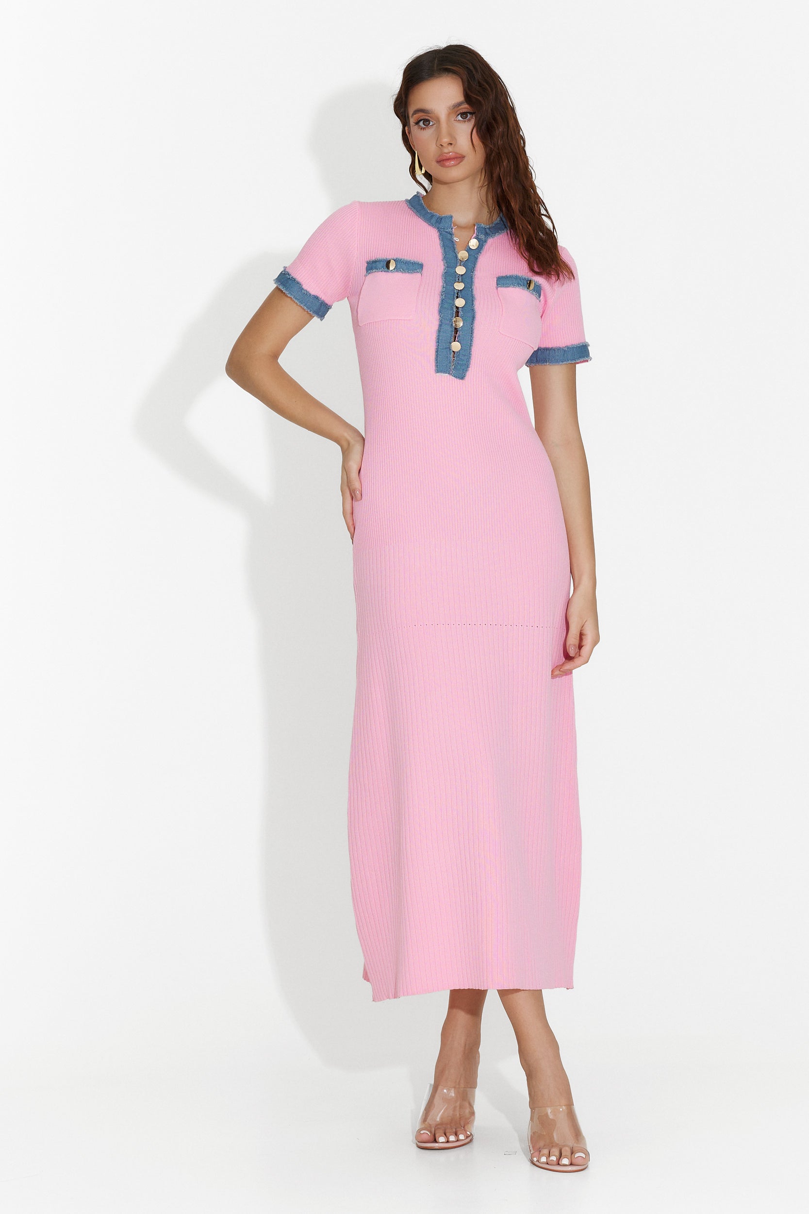 Rochie dama medie roz Twizle Bogas
