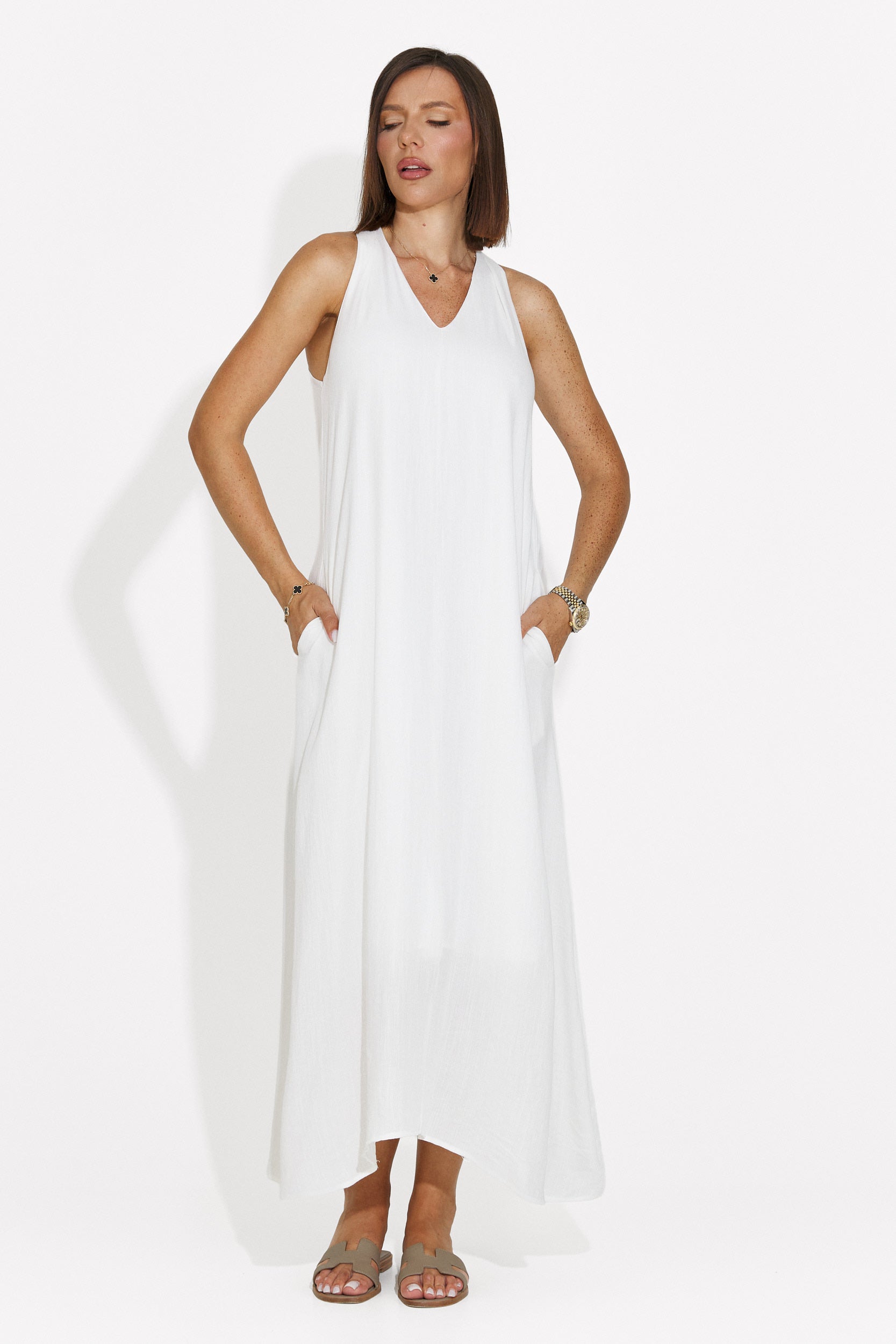 Rochie dama midi alba Alievia Bogas