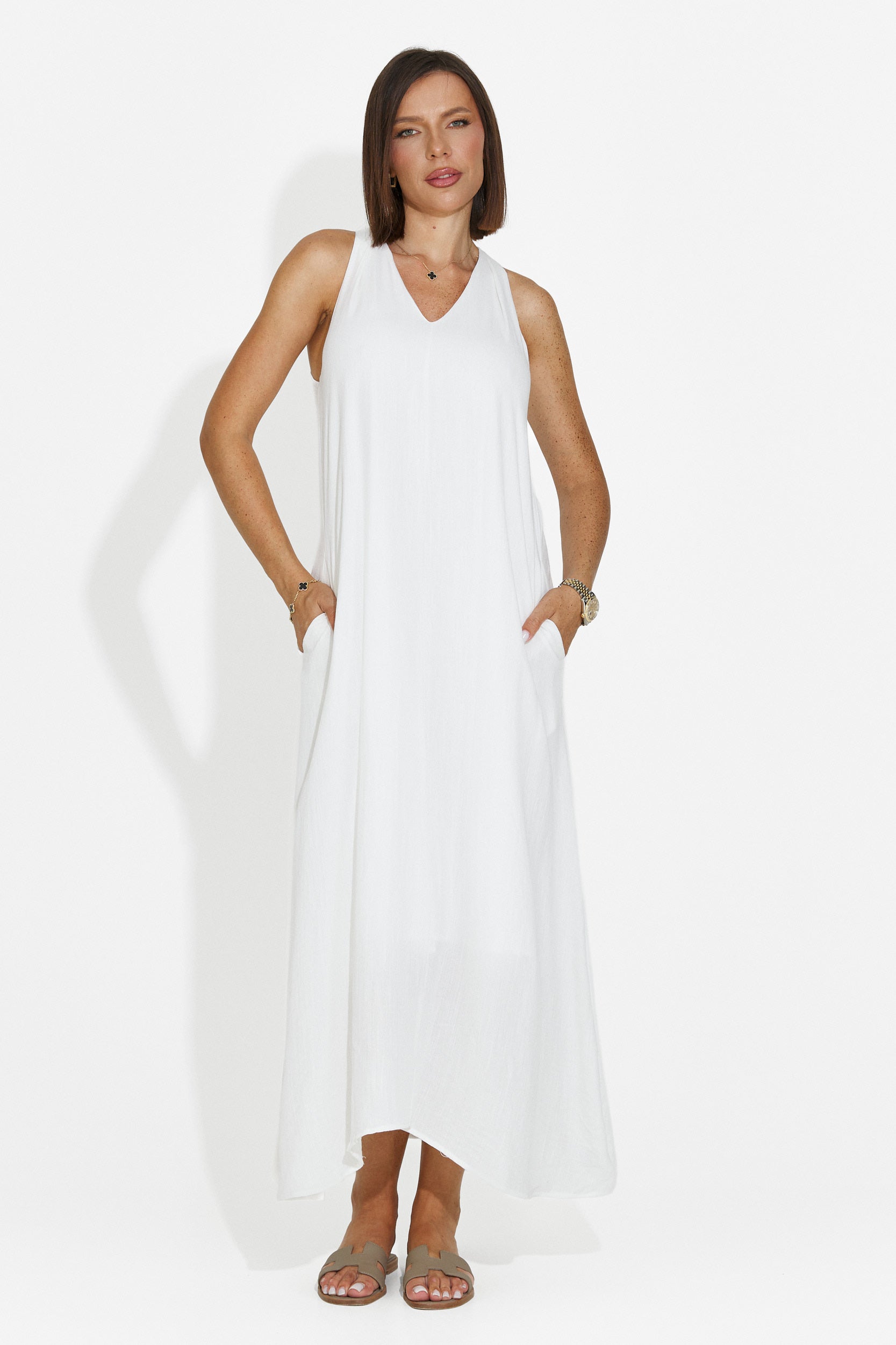 Rochie dama midi alba Alievia Bogas