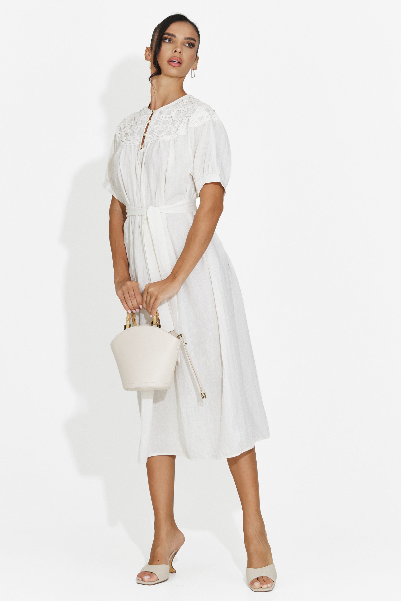 Rochie dama midi alba Olema Bogas