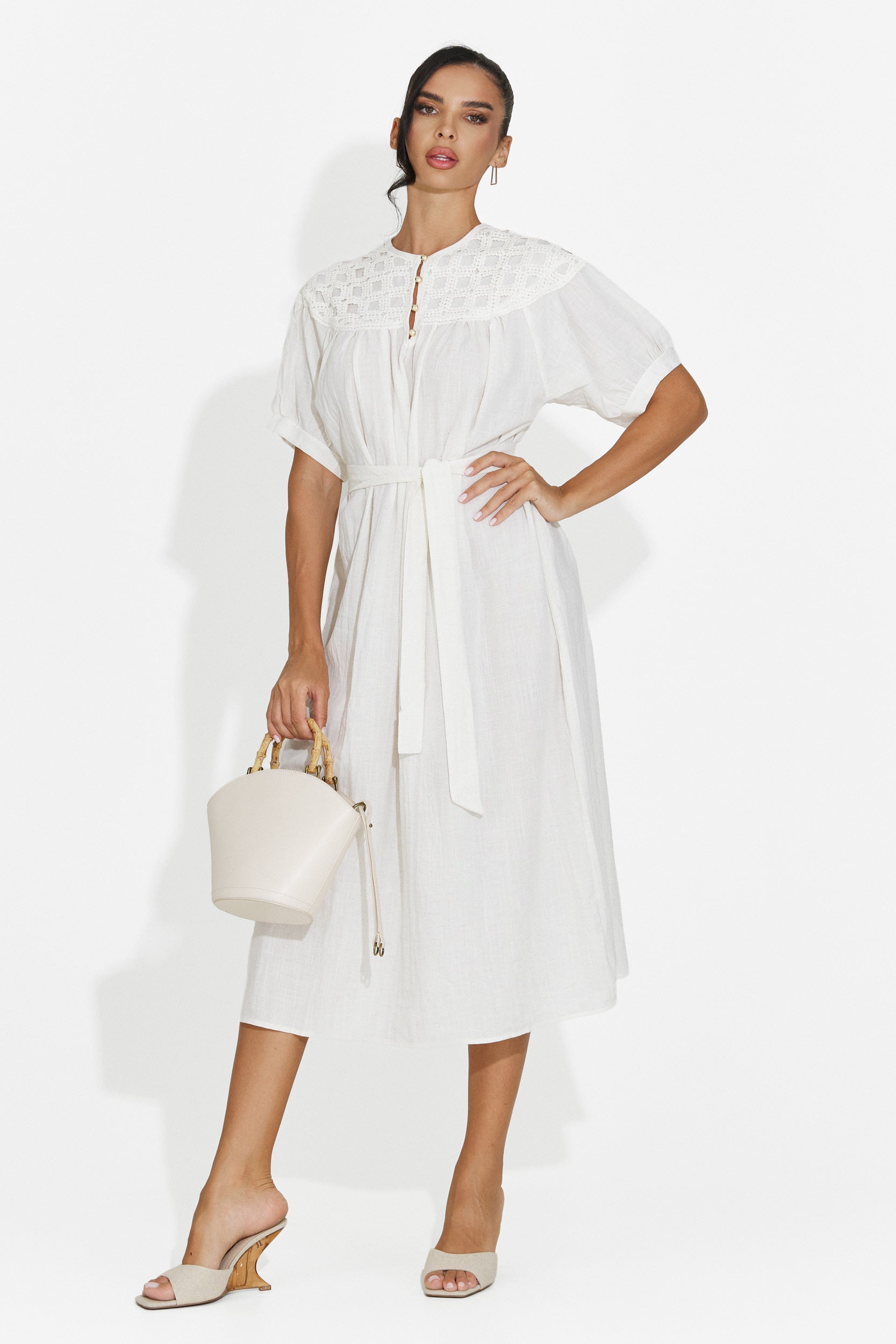 Rochie dama midi alba Olema Bogas