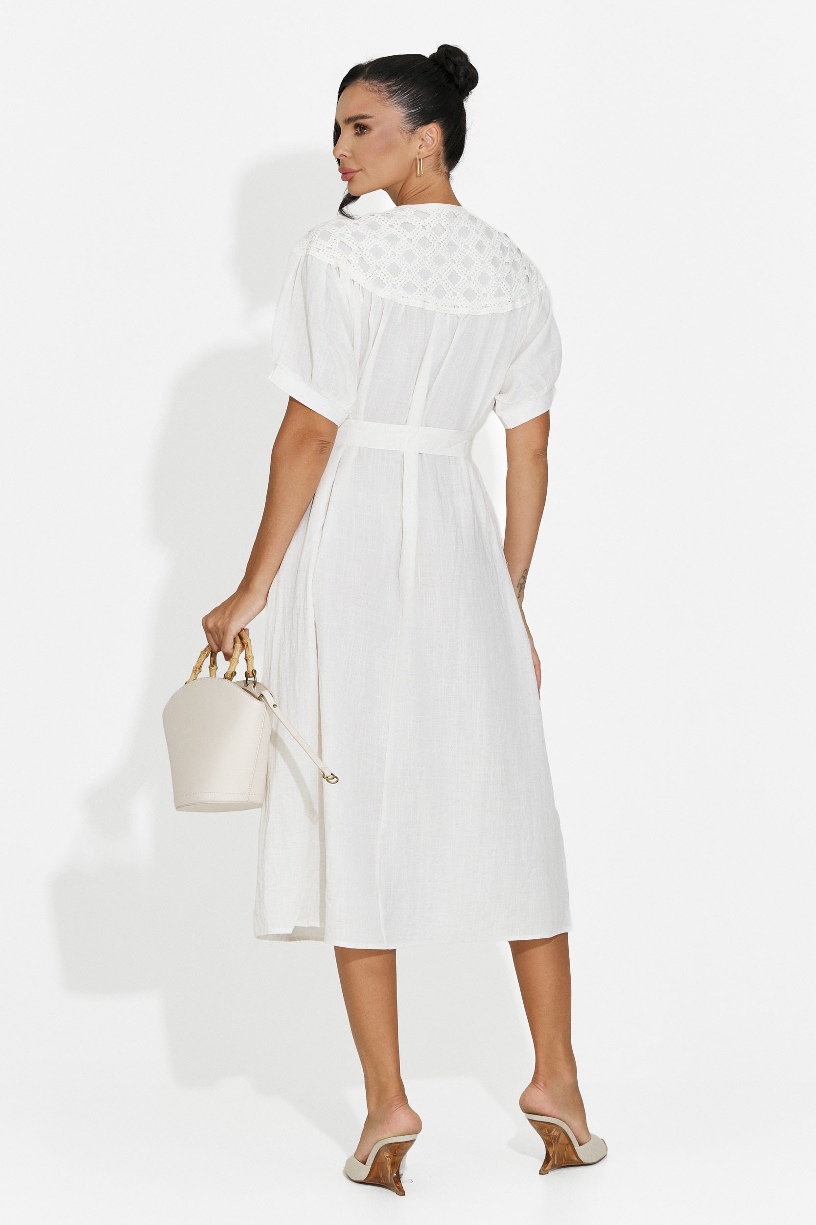 Rochie dama midi alba Olema Bogas