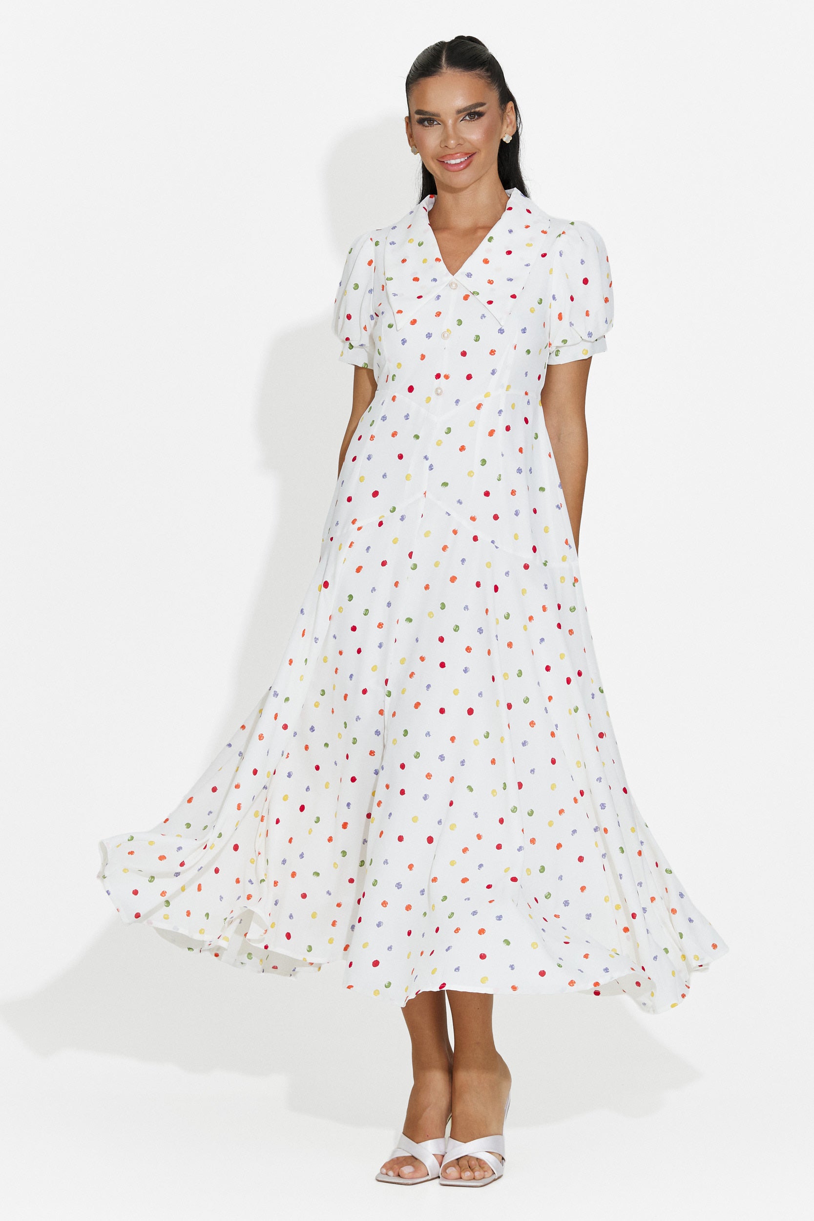 Rochie dama midi alba Oliania Bogas