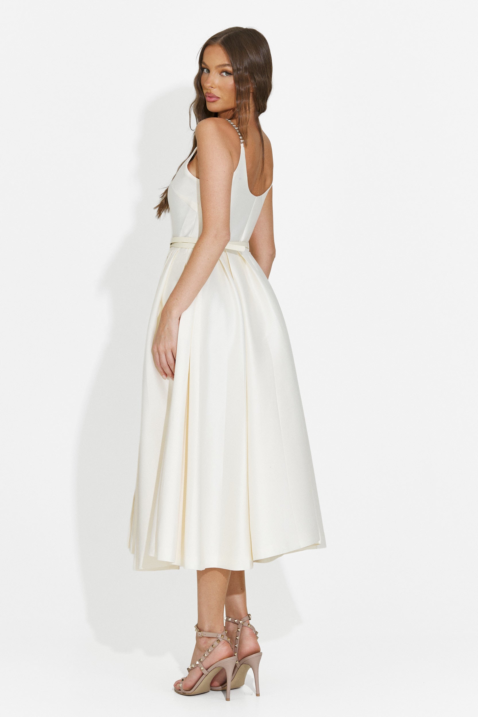 Rochie dama midi bej Florinela Bogas
