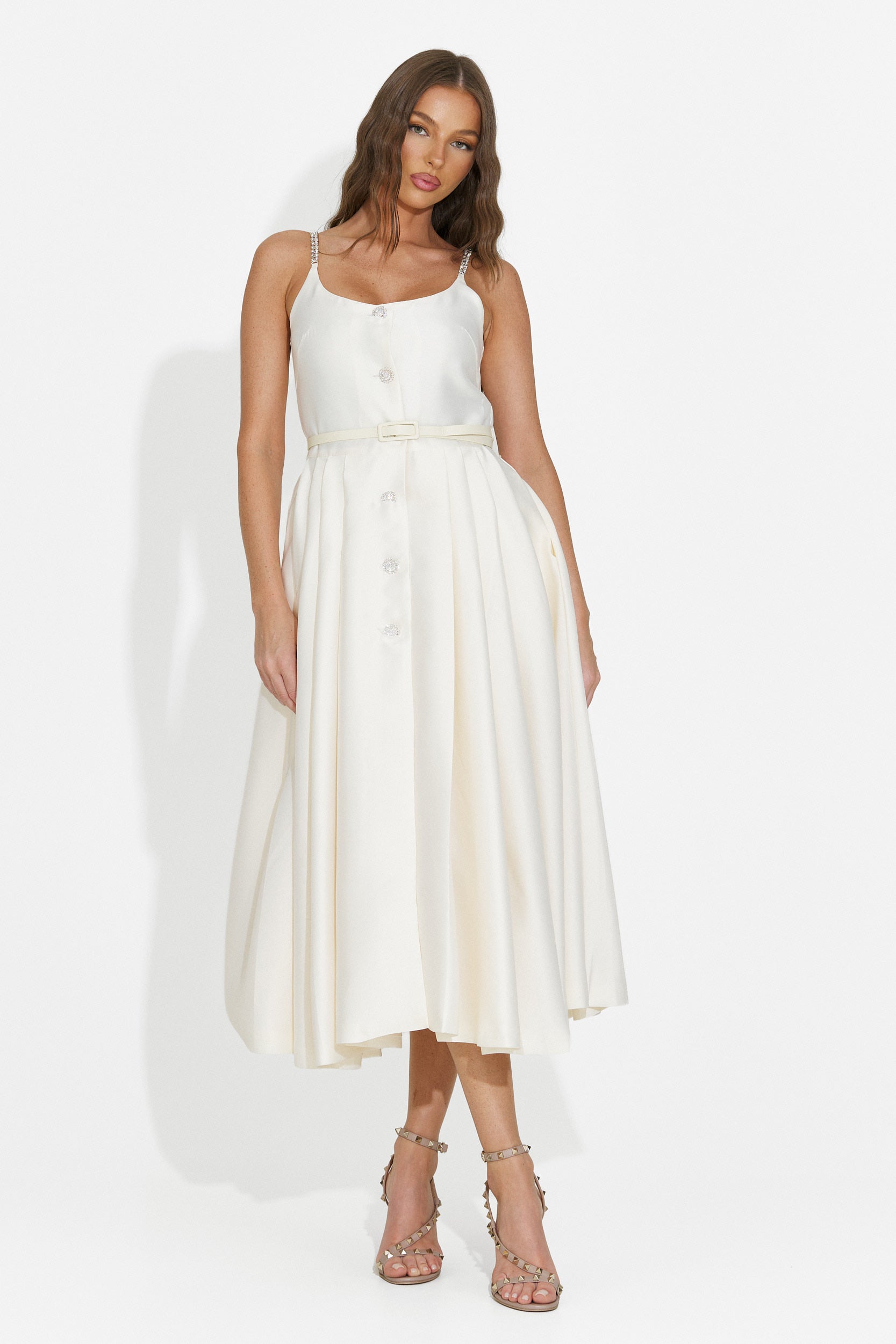 Rochie dama midi bej Florinela Bogas