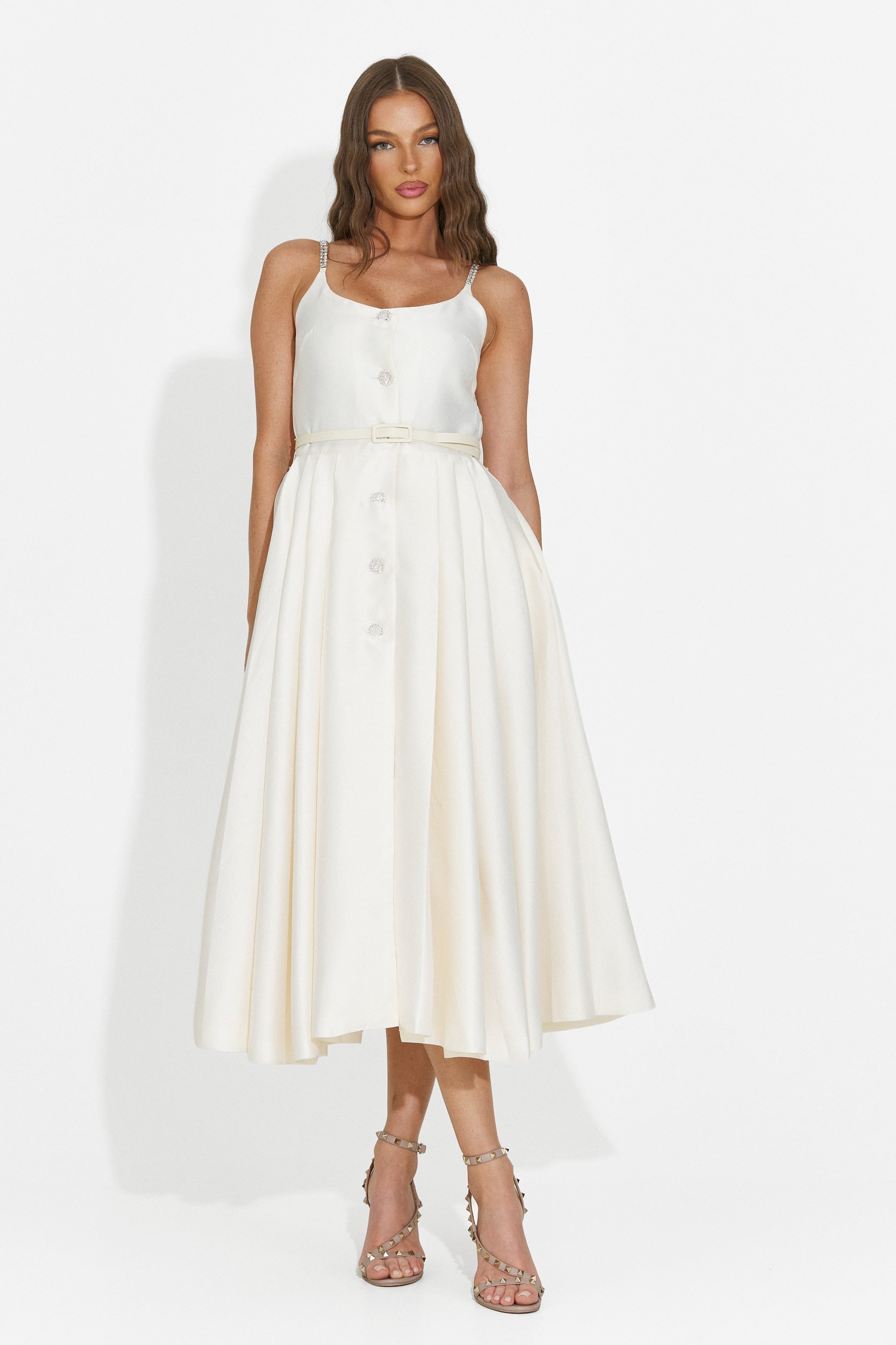 Rochie dama midi bej Florinela Bogas