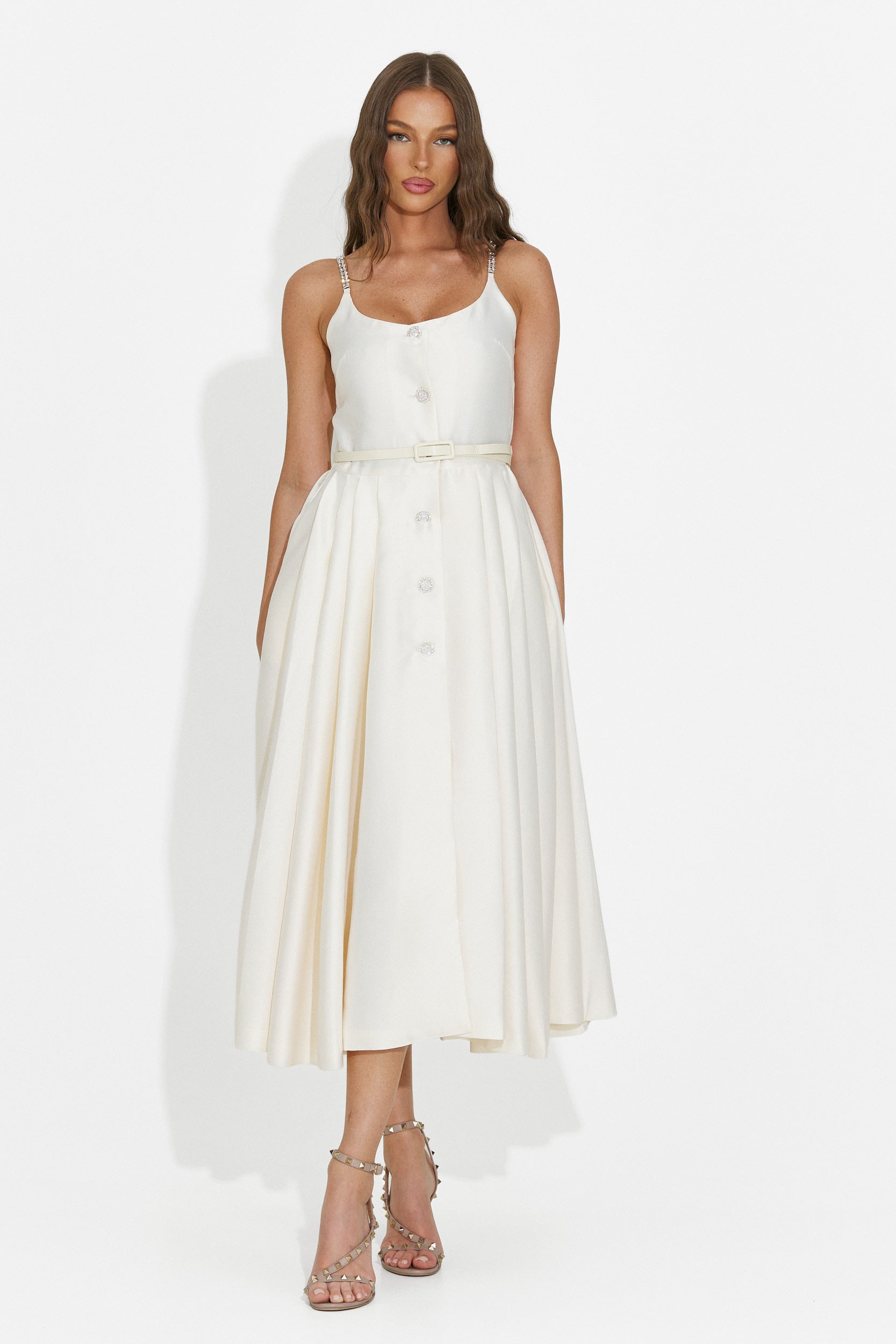 Rochie dama midi bej Florinela Bogas