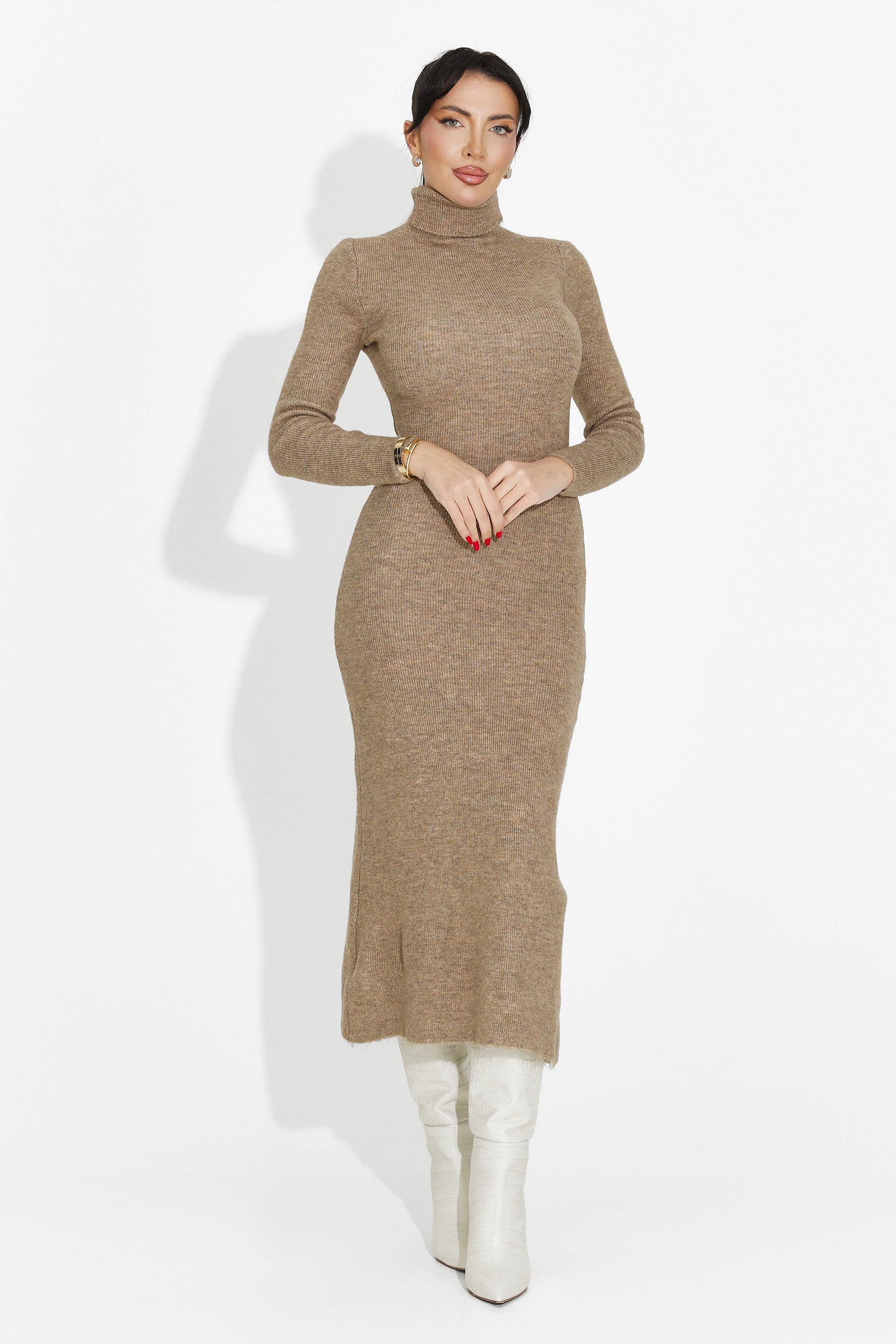 Beige Midi Women's Dress Patrisia Bogas