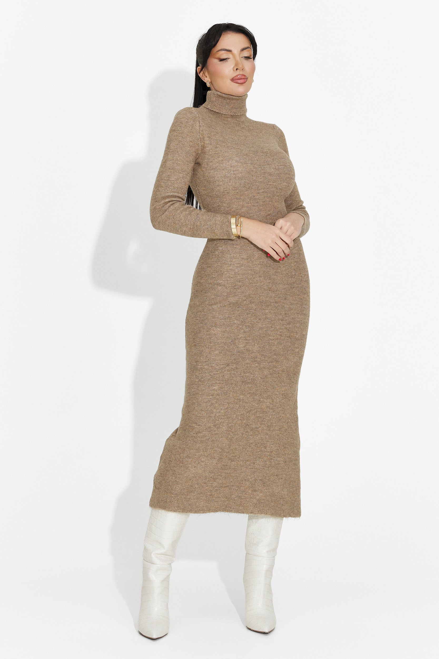Beige Midi Women's Dress Patrisia Bogas